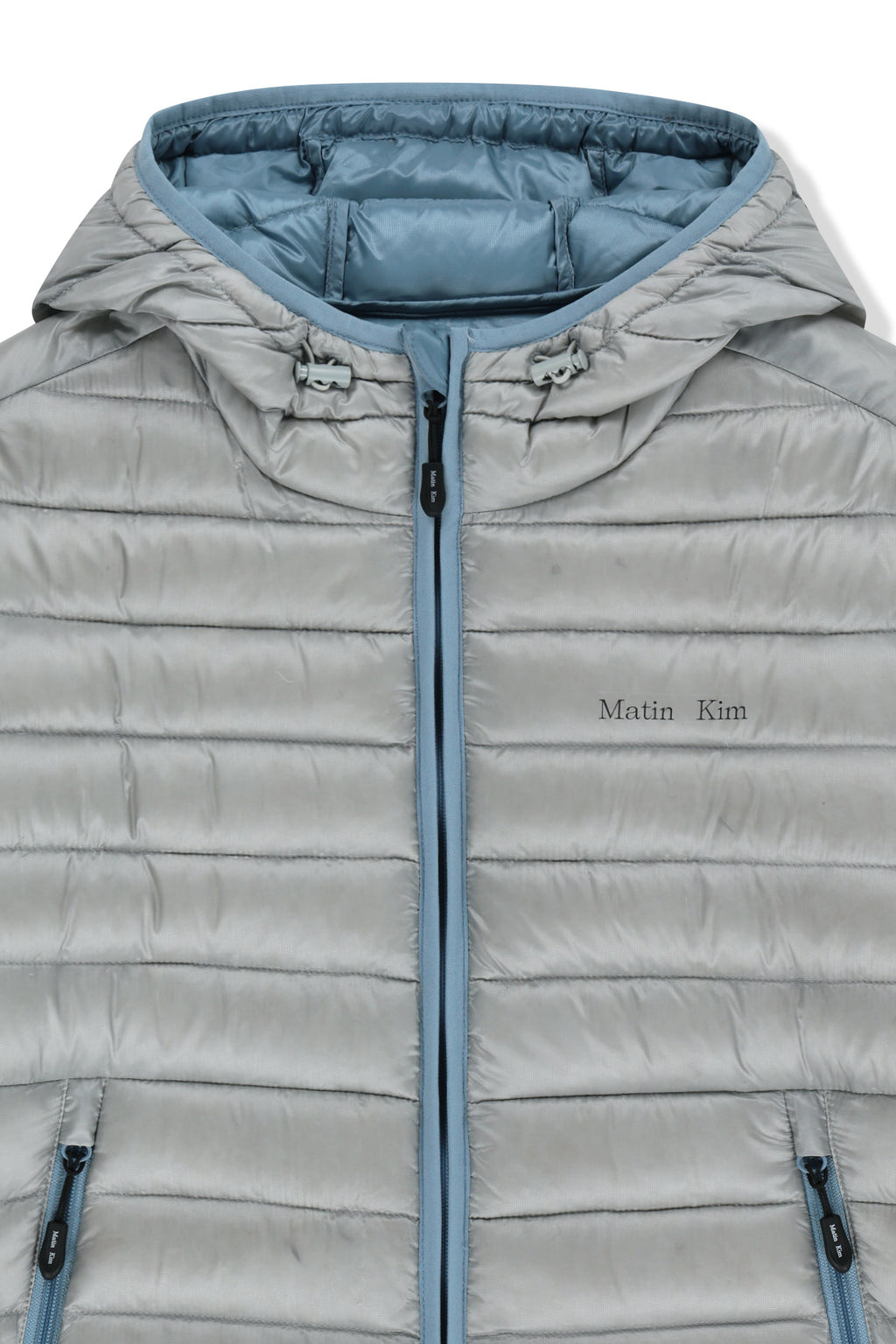 Matin Kim - Contrast Trim Light Down Hoody Jumper (Light Grey) product image 3 | TRAB K-Fashion Australia