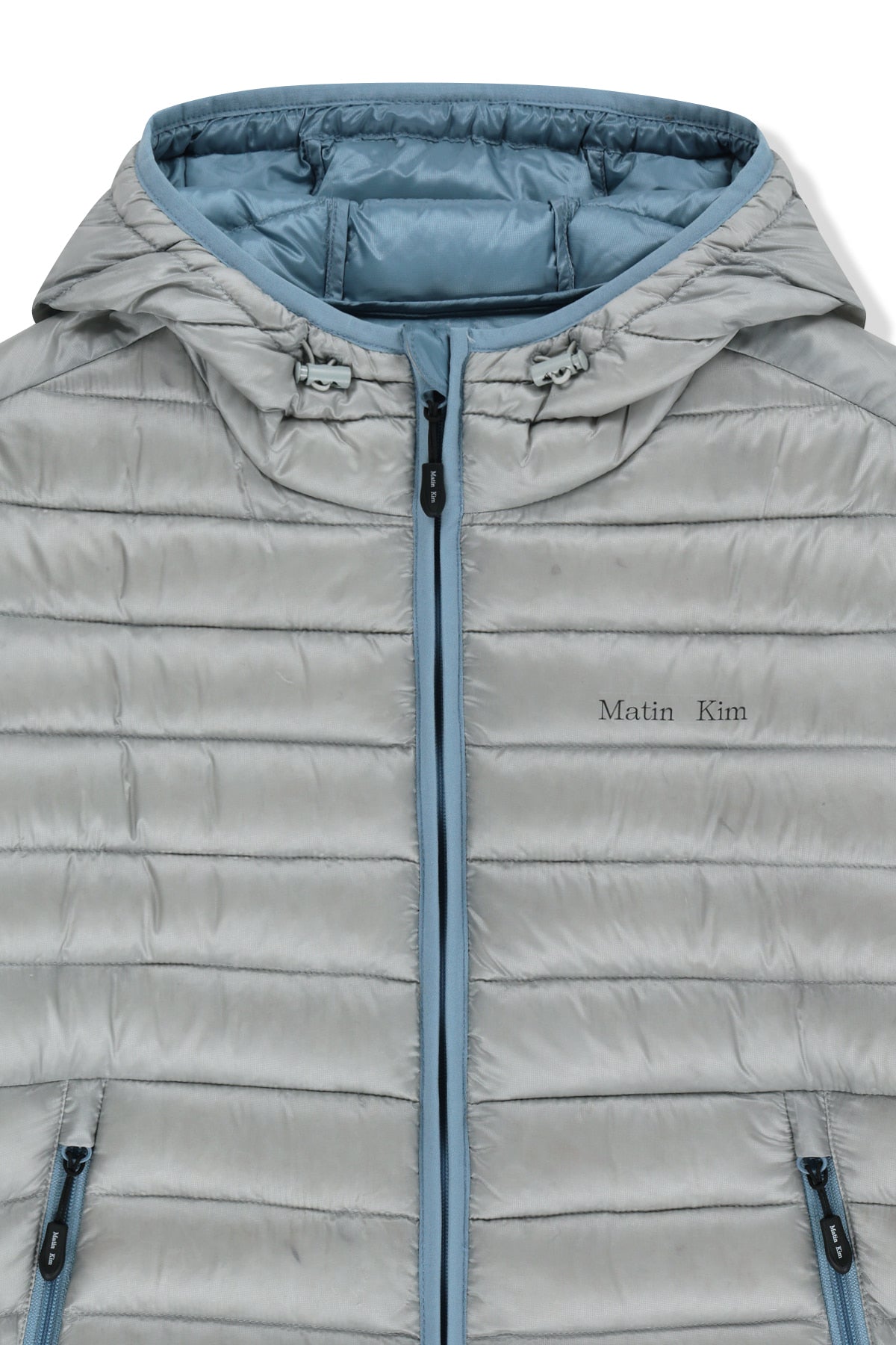 Matin Kim - Contrast Trim Light Down Hoody Jumper (Light Grey) product image 3 | TRAB K-Fashion Australia
