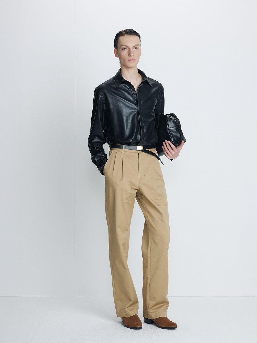 Tonywack - Cotton Drill Pleated Chino Pants (Beige) product image 2 | TRAB K-Fashion Australia