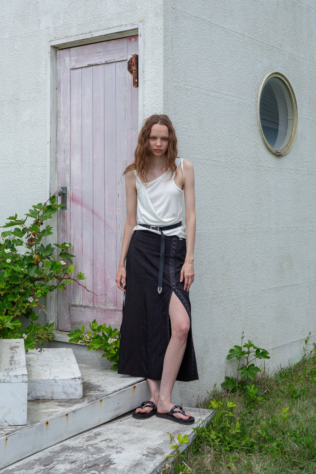 Matin Kim - Unbalance Tuck Sleeveless Top (White) product image 7 | TRAB K-Fashion Australia
