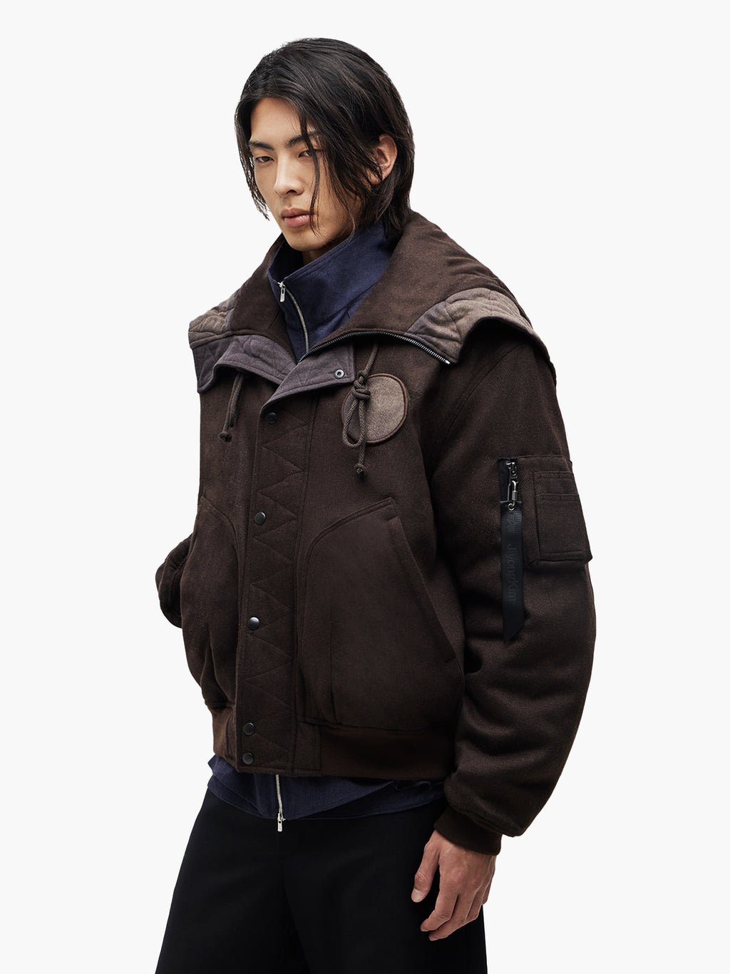 Jiyong Kim - Sun-Bleached Split-Hood Flight Jacket (Brown) product image 2 | TRAB K-Fashion Australia