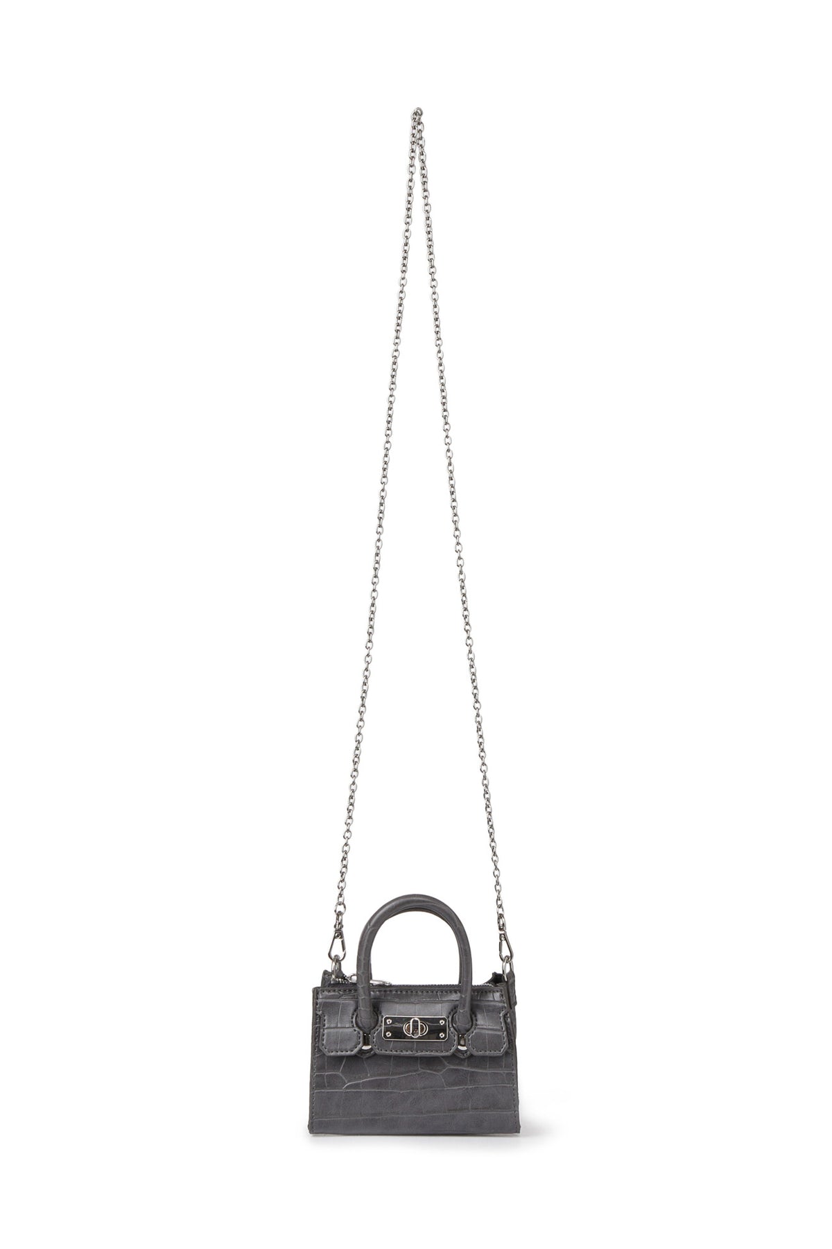 Deinet - Crocodile Pattern Chain Mini Bag (Charcoal) product image 1 | TRAB K-Fashion Australia