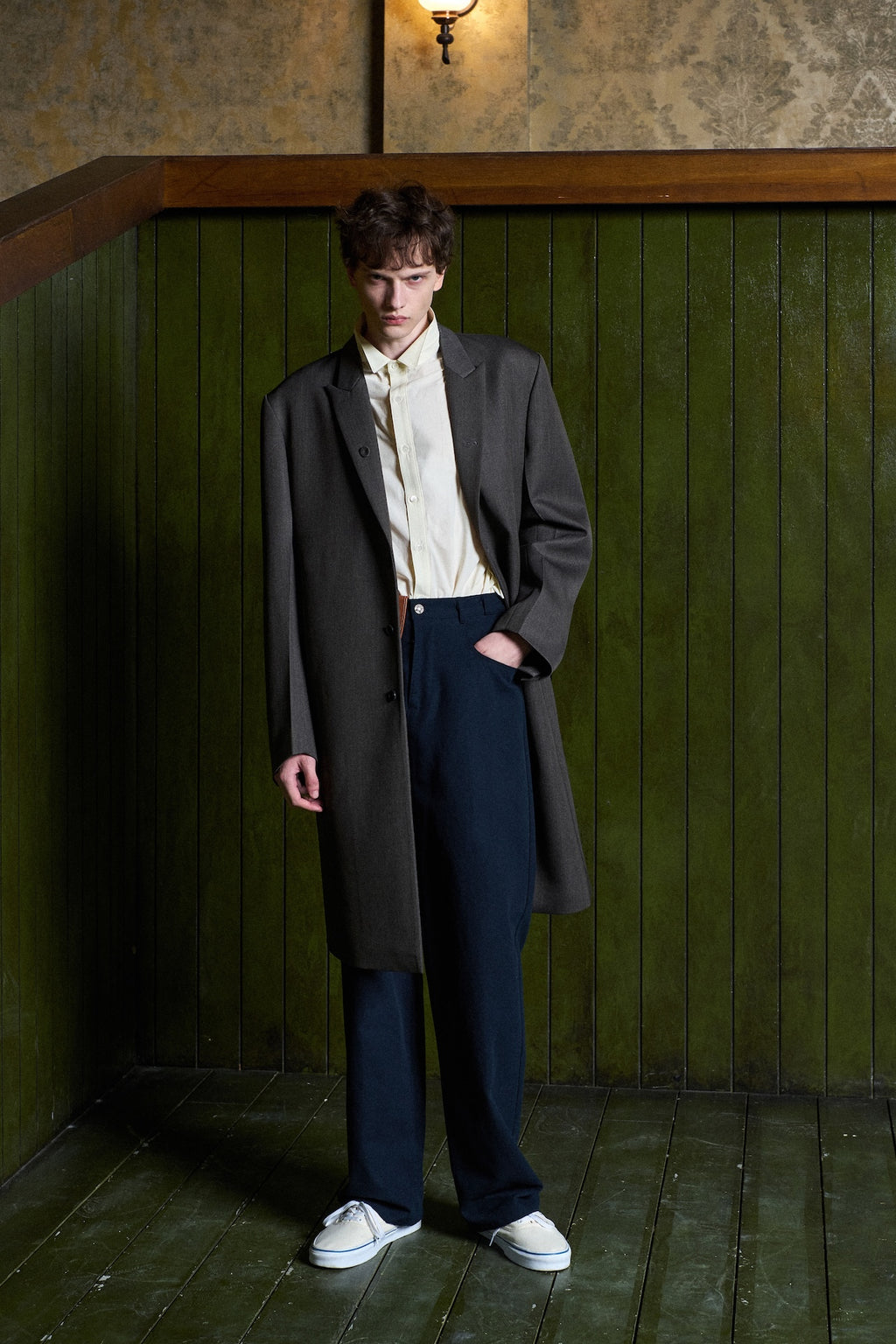 STU - Slanted 3 Button Wool Single Coat (Grey) product image 2 | TRAB K-Fashion Australia