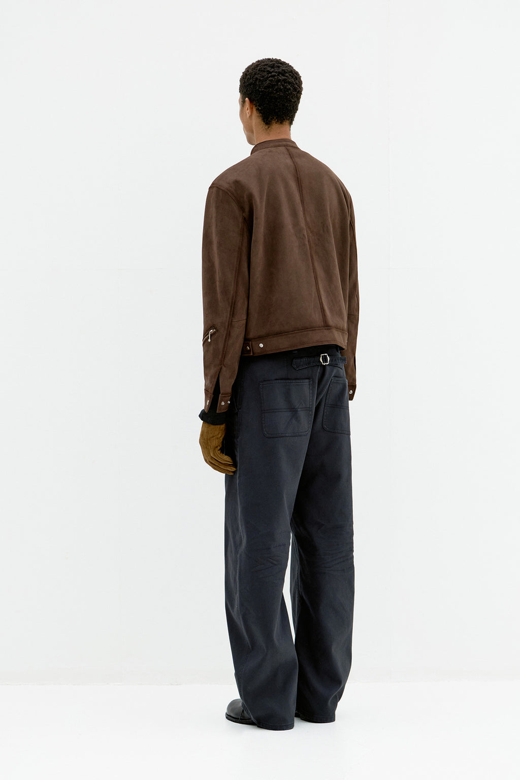 Coor - Fake Suede Seam Washed Biker Jumper (Dark Brown) product image 4 | TRAB K-Fashion Australia