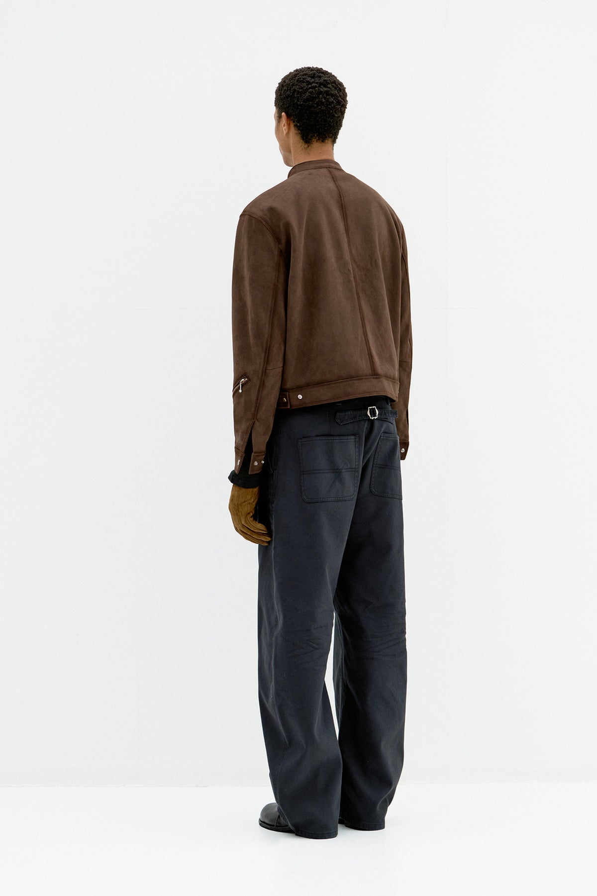 Coor - Fake Suede Seam Washed Biker Jumper (Dark Brown) product image 4 | TRAB K-Fashion Australia