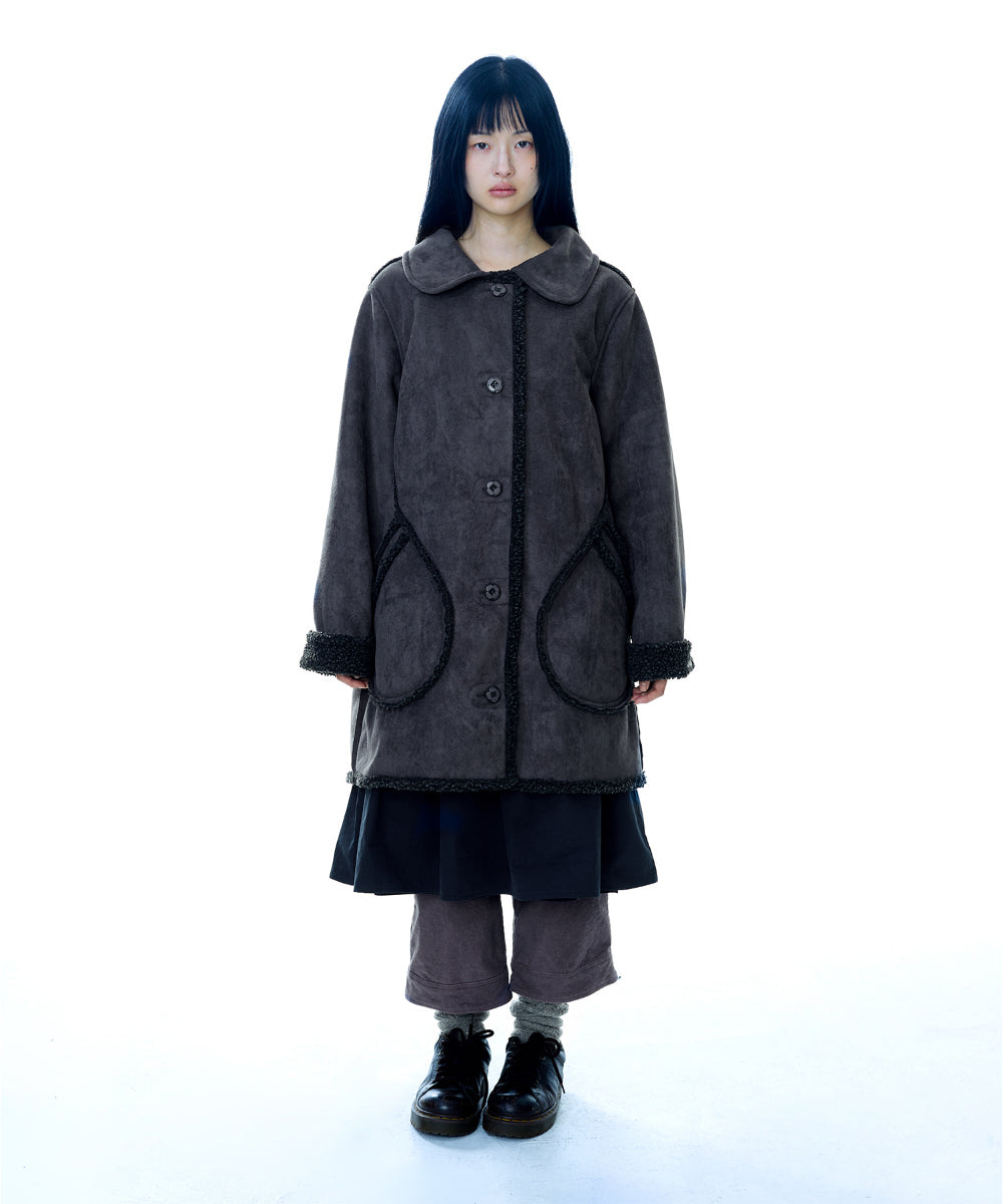 Coyseio - Round Collar Suede Jacket (Charcoal) product image 16 | TRAB K-Fashion Australia