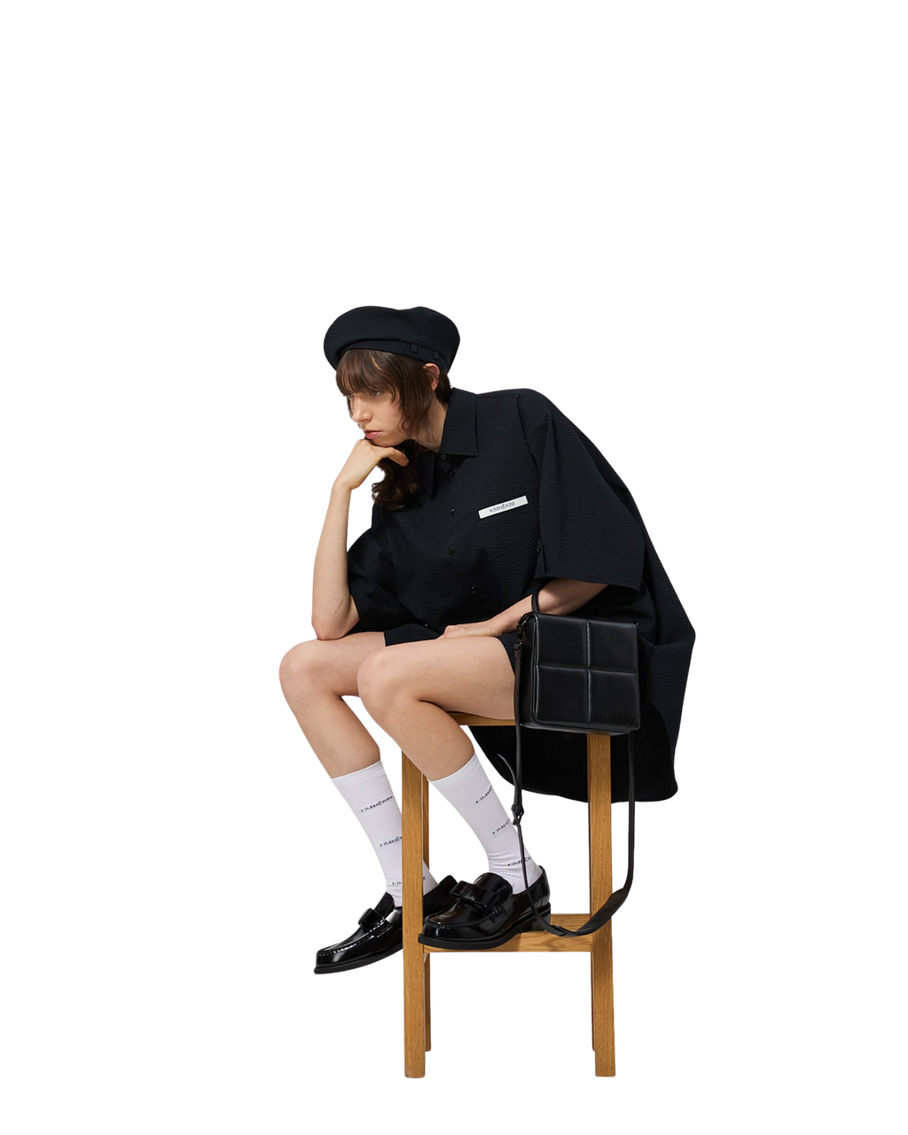 Kimhe Kim - Stripped Label Short Sleeves Shirt (Black) product image 15 | TRAB K-Fashion Australia