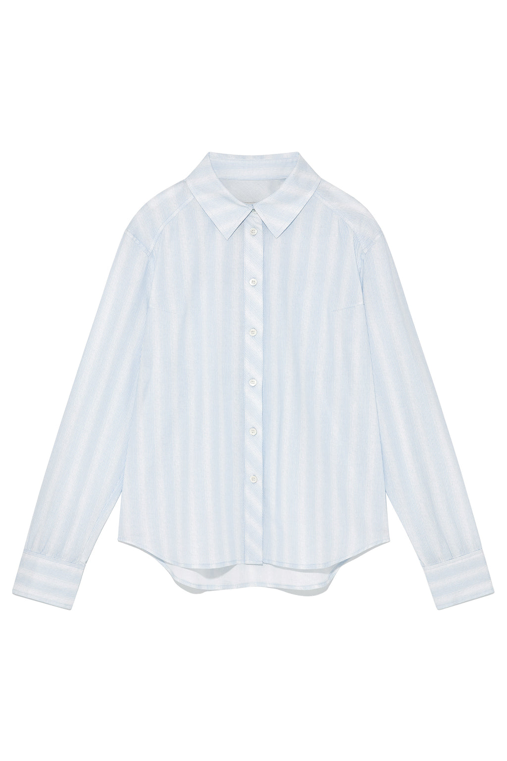Matin Kim - Cuffs Button Point Stripe Shirt (Light Blue) product image 1 | TRAB K-Fashion Australia