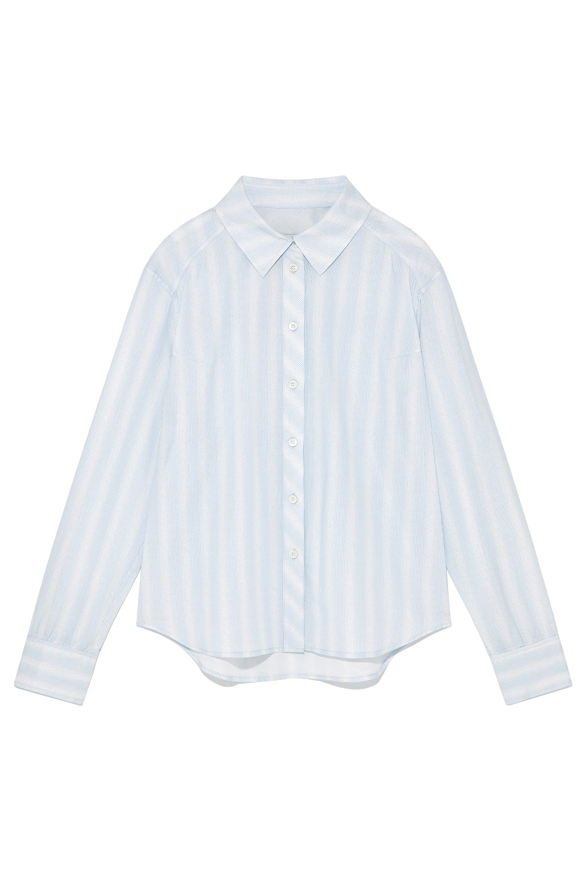 Matin Kim - Cuffs Button Point Stripe Shirt (Light Blue) product image 1 | TRAB K-Fashion Australia