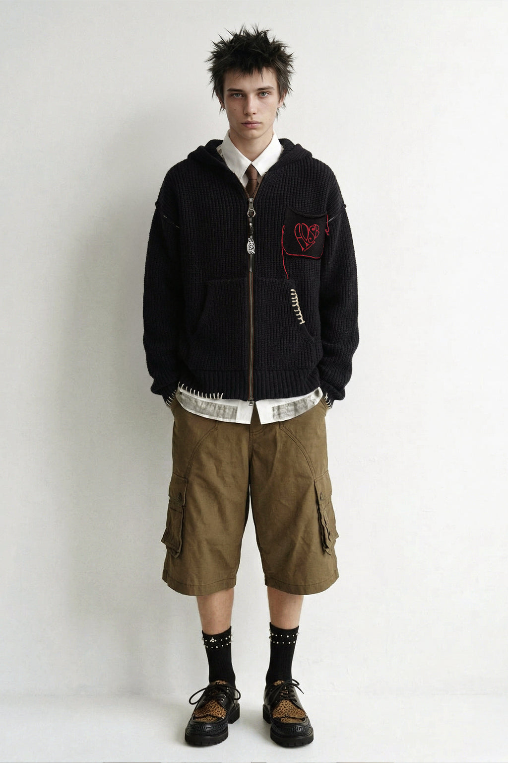 Andersson Bell - Unisex Heart Logo Hood Zip-Up Sweater (Black) product image 2 | TRAB K-Fashion Australia