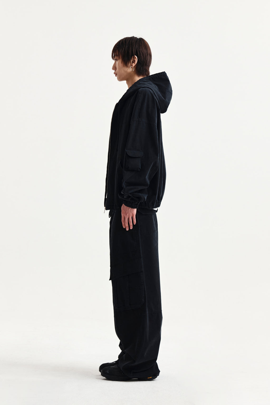Matin Kim - Washed Cotton Hoody Zip Up (Black) product image 6 | TRAB K-Fashion Australia