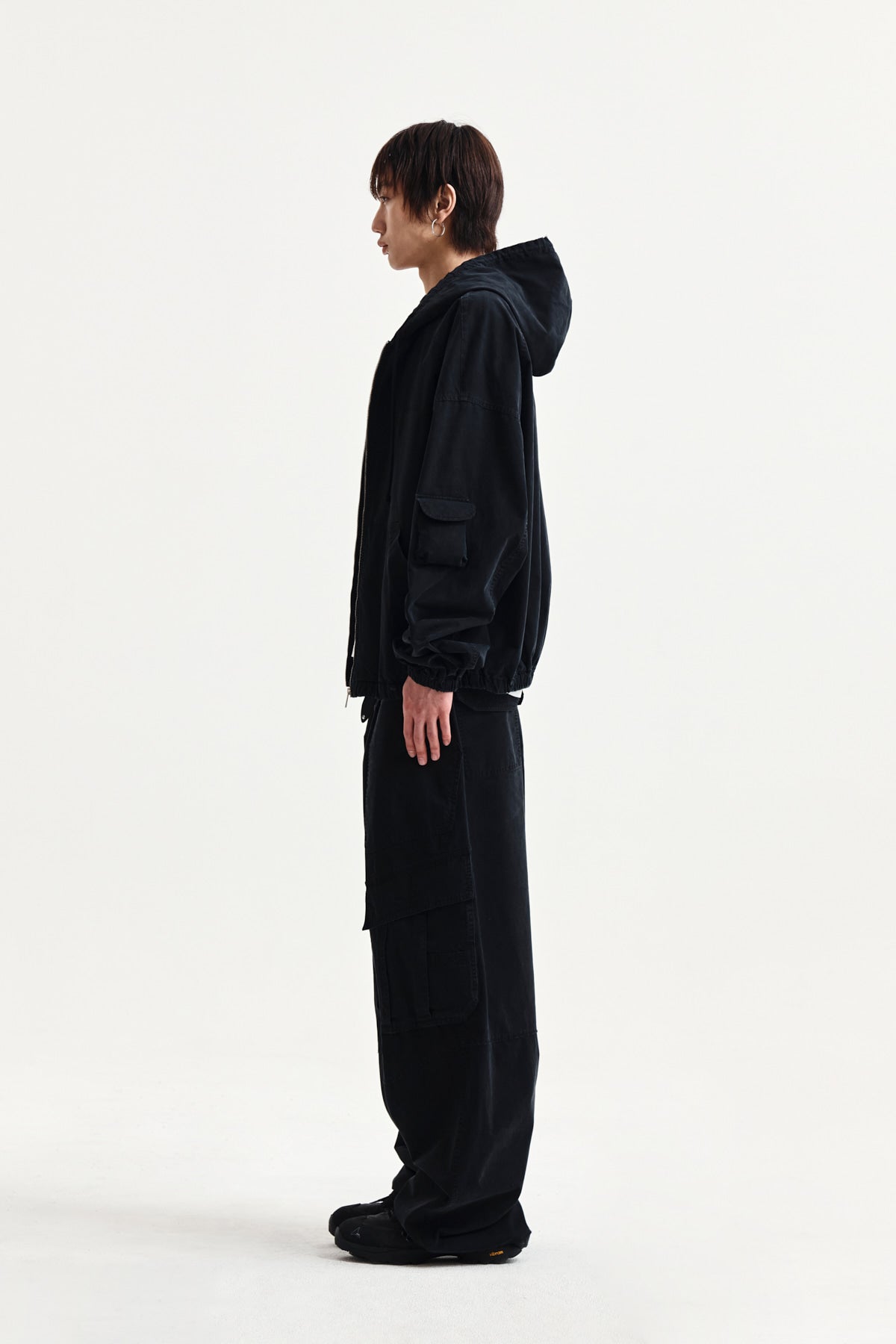 Matin Kim - Washed Cotton Hoody Zip Up (Black) product image 6 | TRAB K-Fashion Australia
