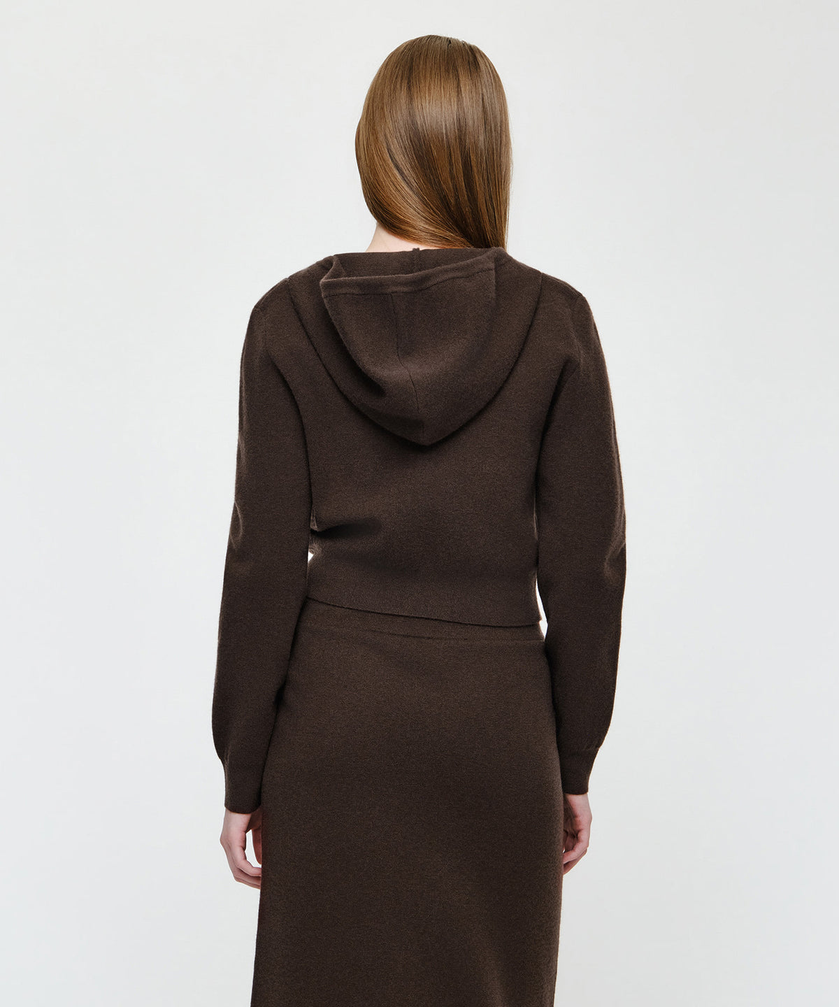 Marithe & Francois Girbaud - Ribbon Classic Logo Crop Knit Hoodie Zipup (Brown) product image 3 | TRAB K-Fashion Australia
