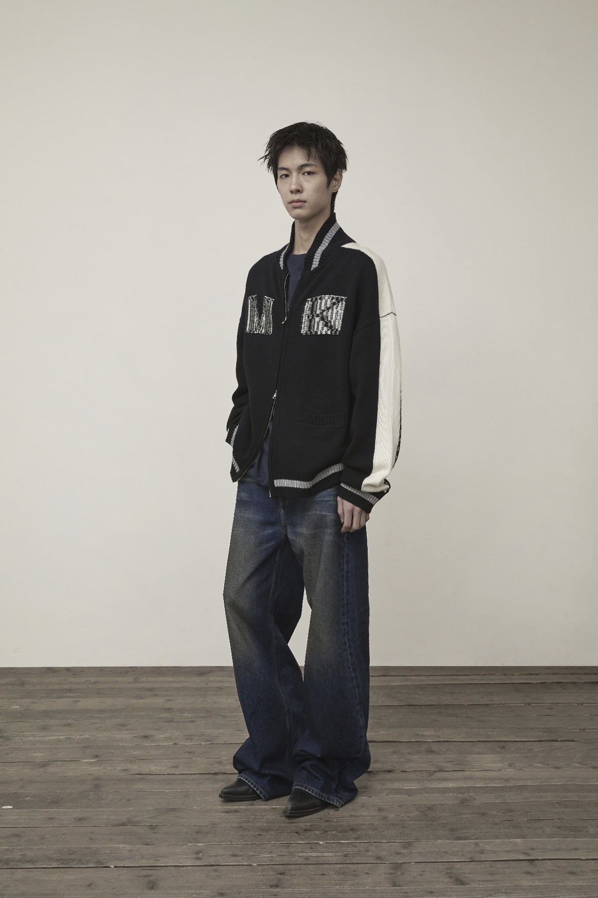 Matin Kim - Matin Kim Initial Knit Zip Up (Black) product image 9 | TRAB K-Fashion Australia