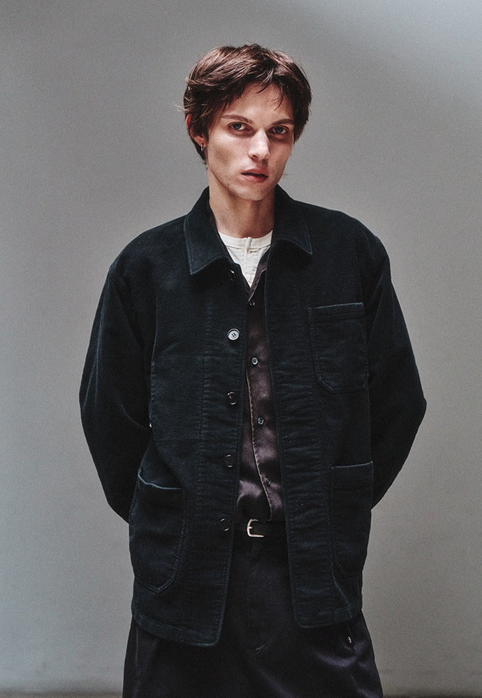 Art if acts - Washed Moleskin French Work Jacket (Faded Black) product image 1 | TRAB K-Fashion Australia