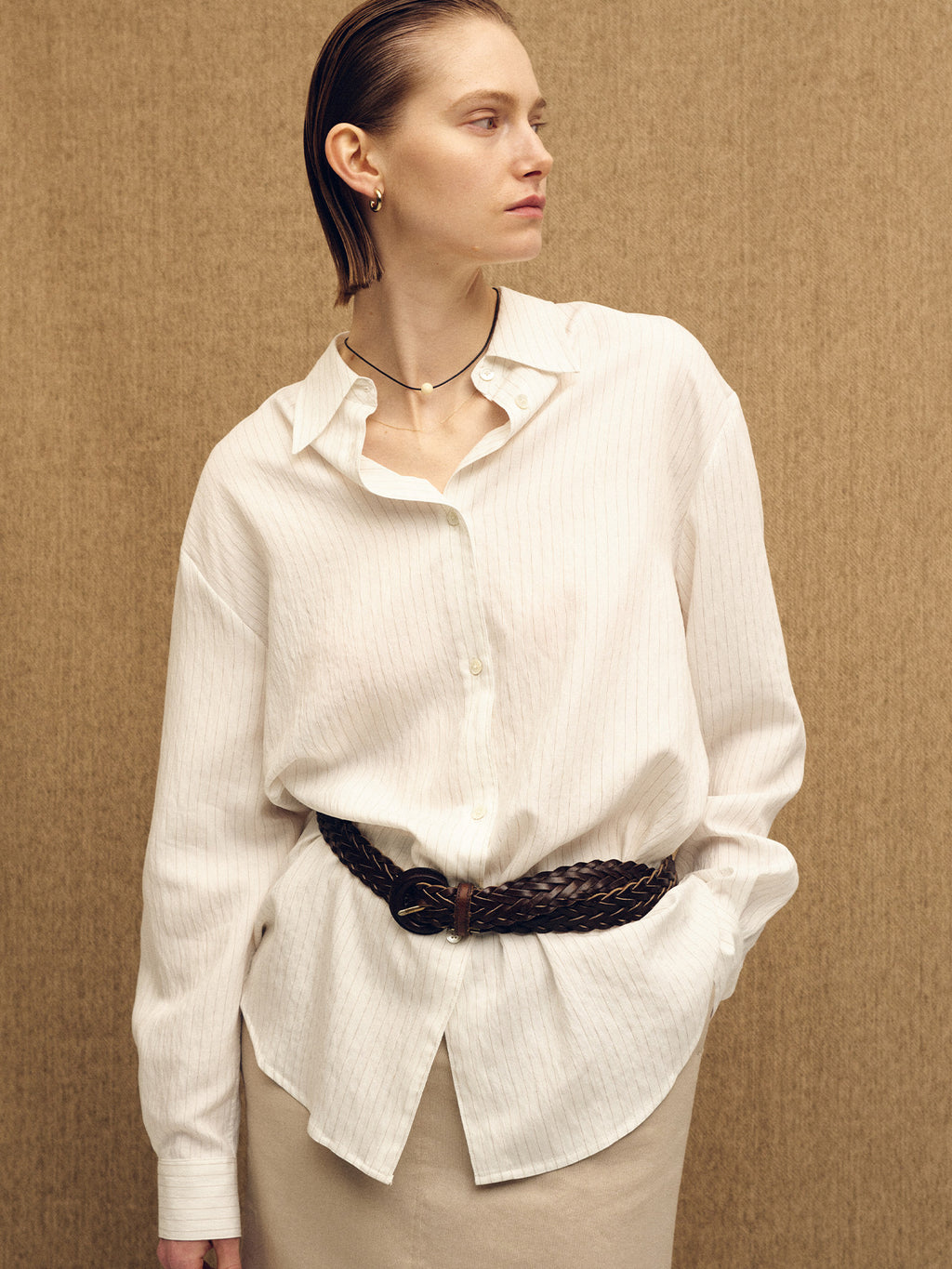 Tonywack - Airy Striped Over Shirt (Ivory) product image 3 | TRAB K-Fashion Australia