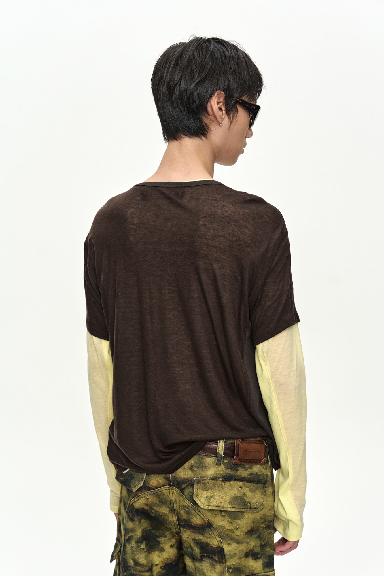 Andersson Bell - Brad Layered T-Shirt (Lemon/Brown) product image 4 | TRAB K-Fashion Australia
