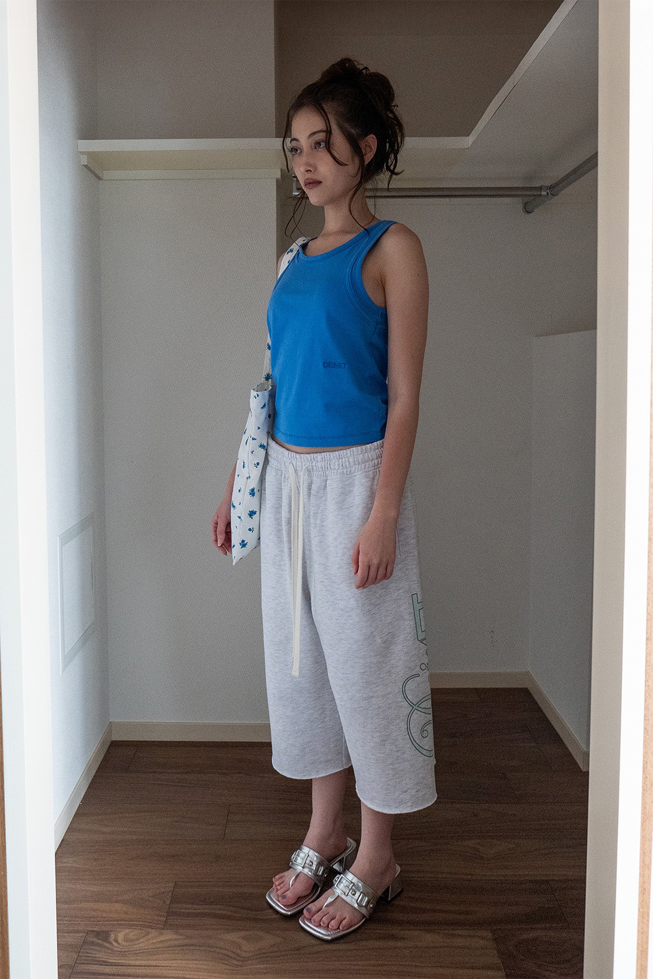 Deinet - Dn Script Sweat Bermuda Pants (Light Grey) product image 2 | TRAB K-Fashion Australia