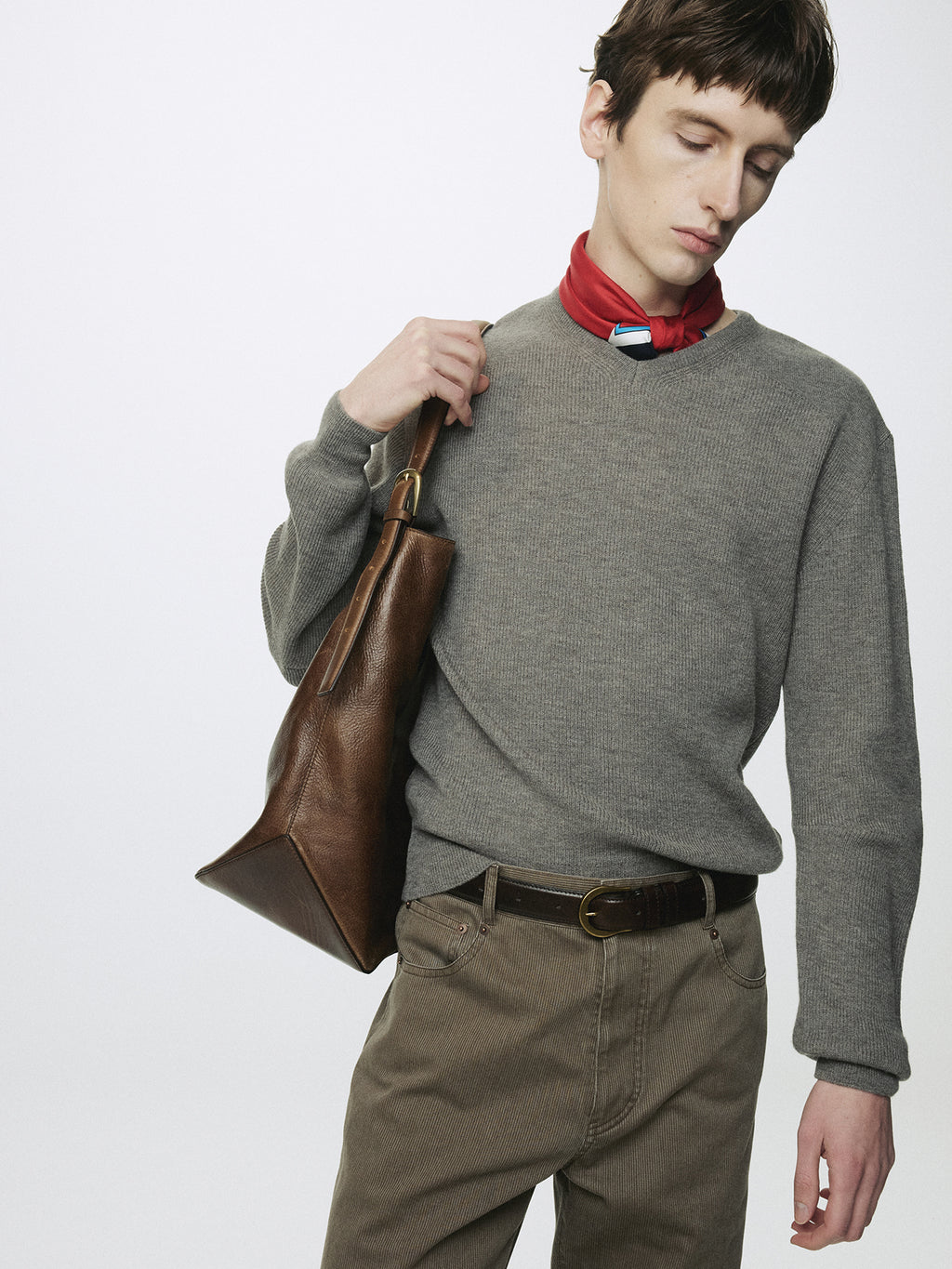 Tonywack - Super Fine Wool Commando V-Neck Knit (Taupe Melange) product image 5 | TRAB K-Fashion Australia