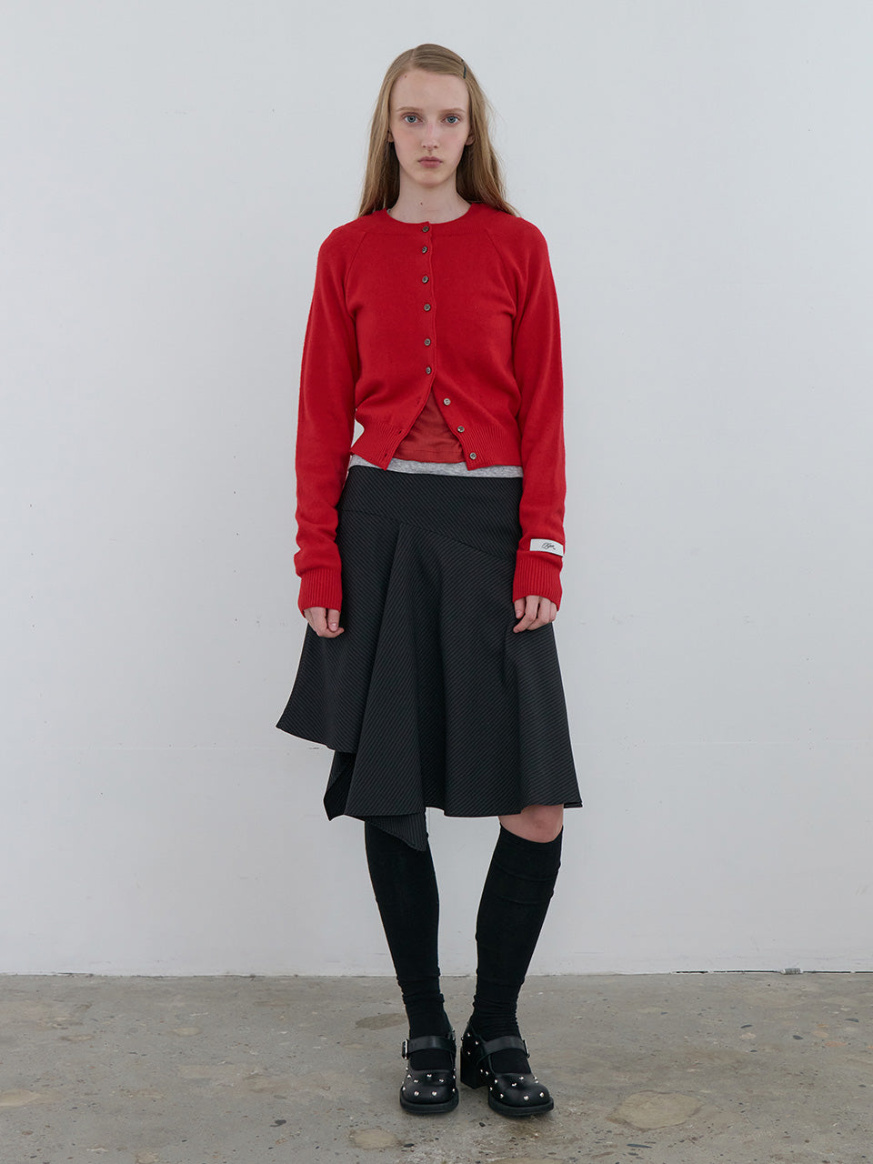 Kijun - Striped Unbalance Skirt (Black) product image 4 | TRAB K-Fashion Australia