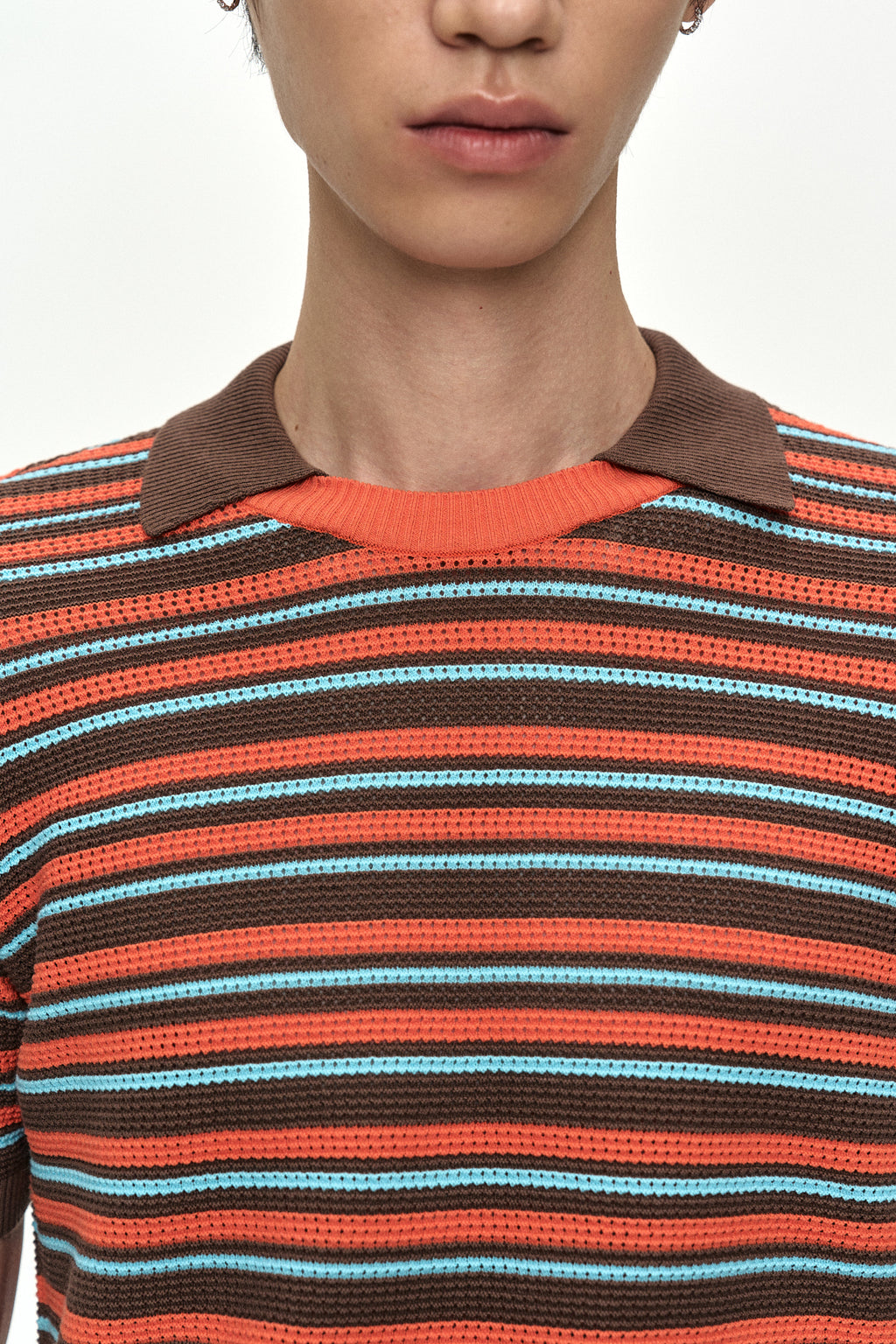 Andersson Bell - Stripe Layered Polo Sweater (Brown/Orange) product image 7 | TRAB K-Fashion Australia