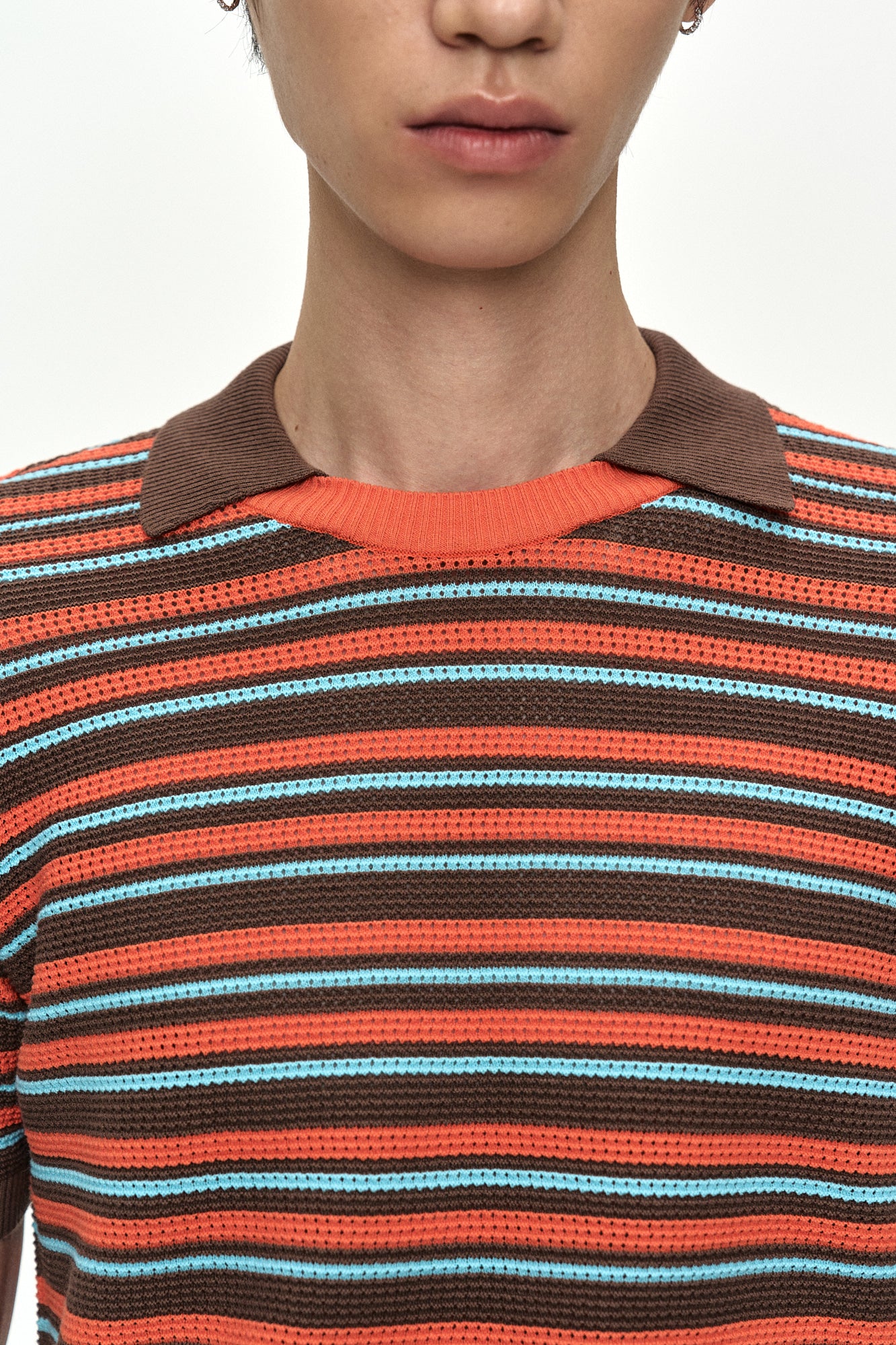 Andersson Bell - Stripe Layered Polo Sweater (Brown/Orange) product image 7 | TRAB K-Fashion Australia