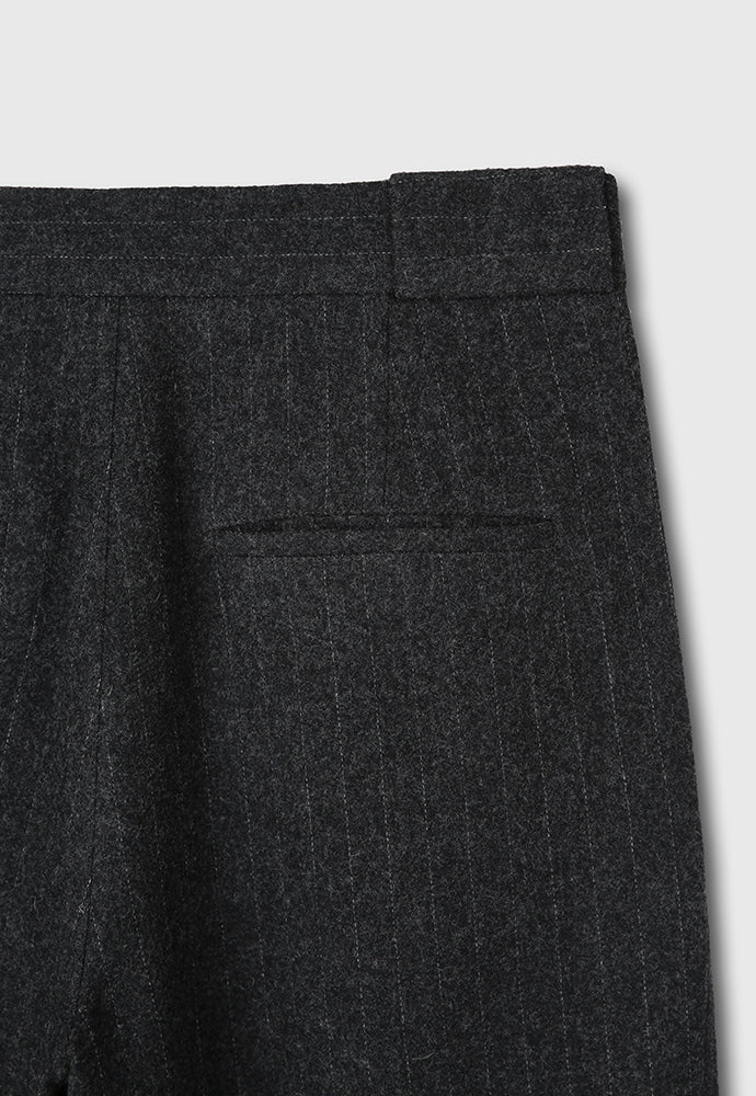 Tonywack - Striped Wool Double-Pleats Wide Trousers (Dark Grey Pinstripe) product image 12 | TRAB K-Fashion Australia