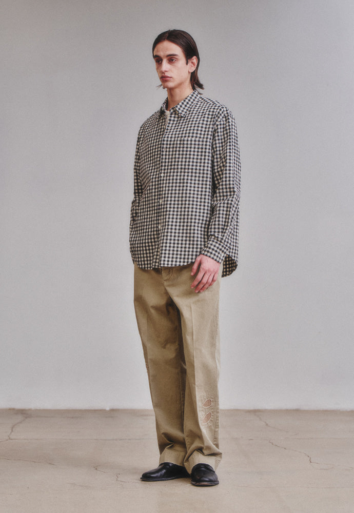 Art if acts - Gingham Check Oxford Shirt (Cream/Black) product image 4 | TRAB K-Fashion Australia