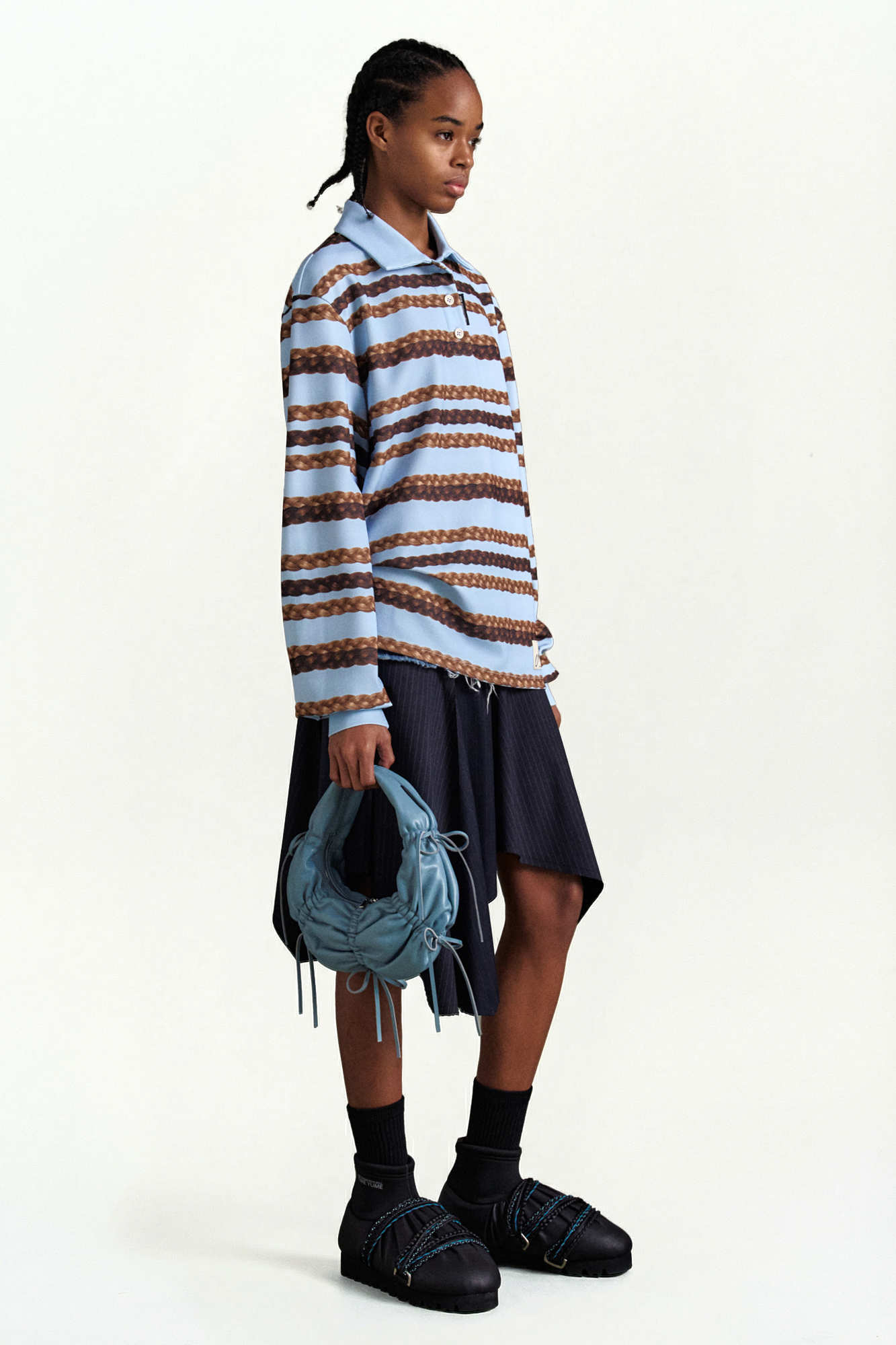 Andersson Bell - Hair Braid Stripe Collar T-Shirt (Blue) product image 4 | TRAB K-Fashion Australia