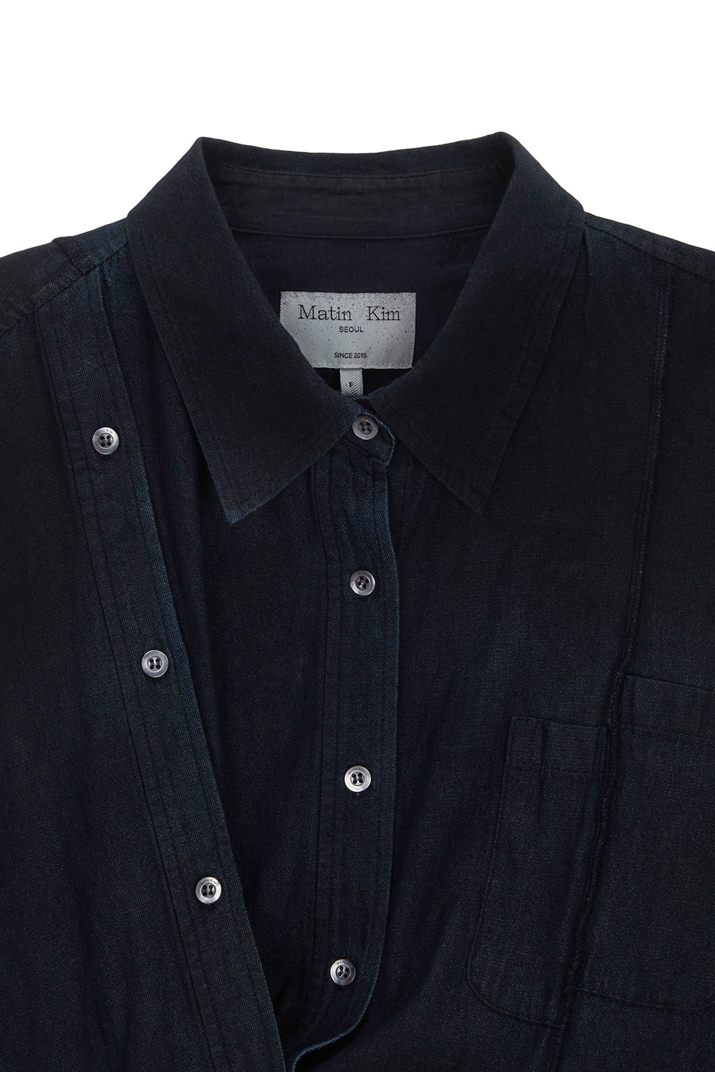 Matin Kim - Denim Cut Out Dying Shirt (Navy) product image 3 | TRAB K-Fashion Australia