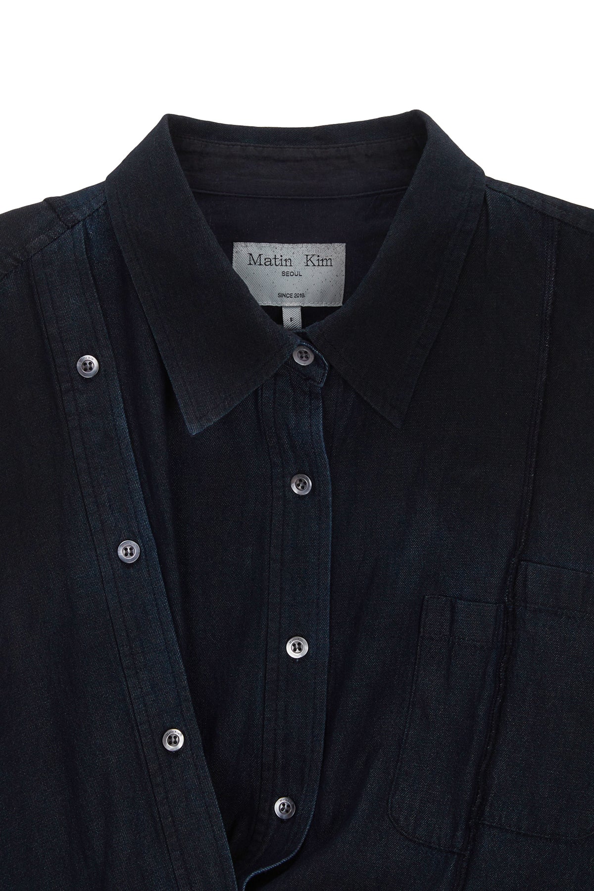 Matin Kim - Denim Cut Out Dying Shirt (Navy) product image 3 | TRAB K-Fashion Australia