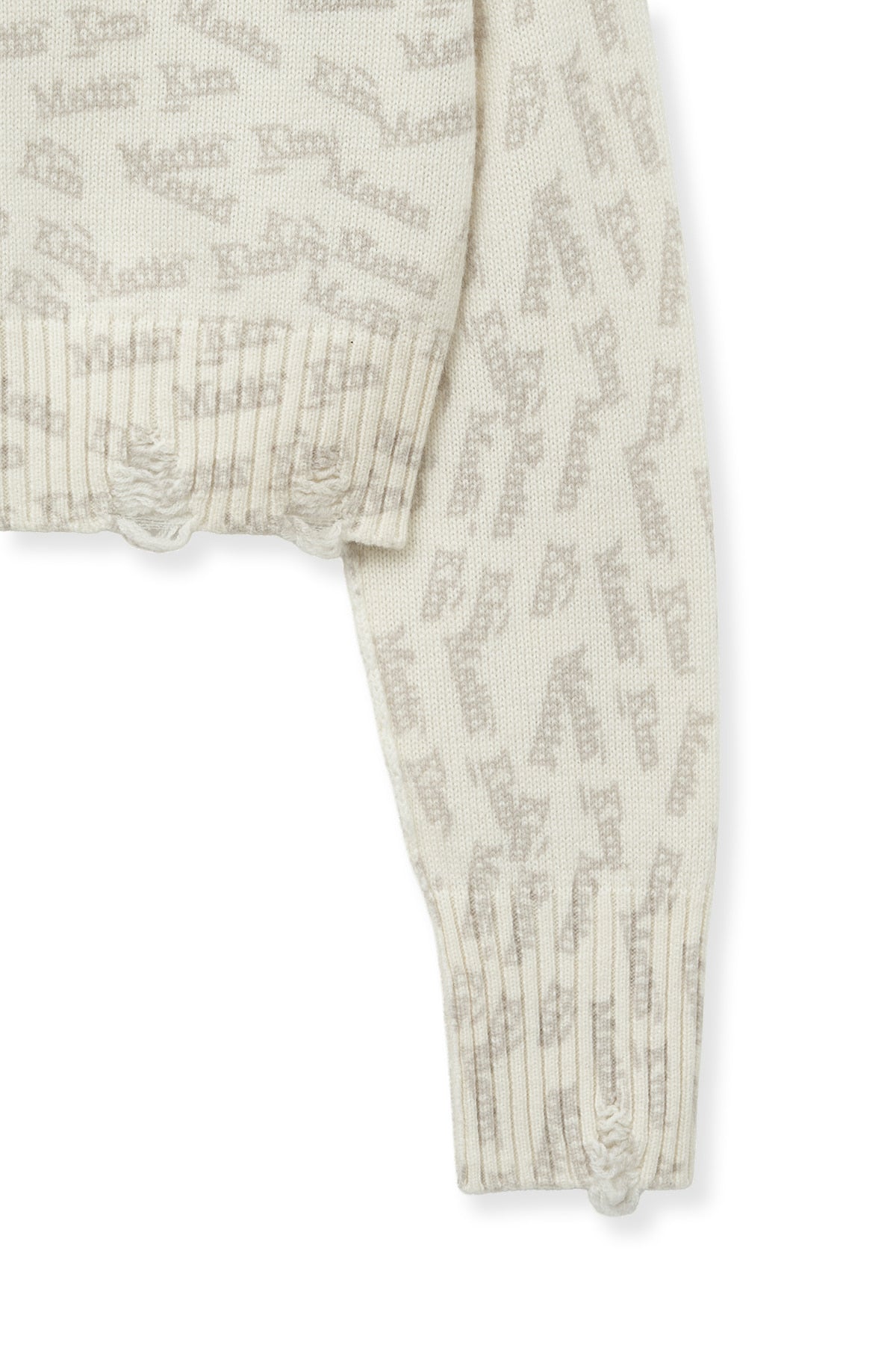 Matin Kim - All Over Logo Crop Cardigan (Ivory) product image 5 | TRAB K-Fashion Australia