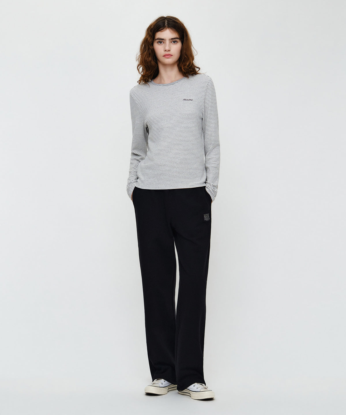 Marithe & Francois Girbaud - Stripe Long Sleeve Tee (Light Heather Gray) product image 4 | TRAB K-Fashion Australia