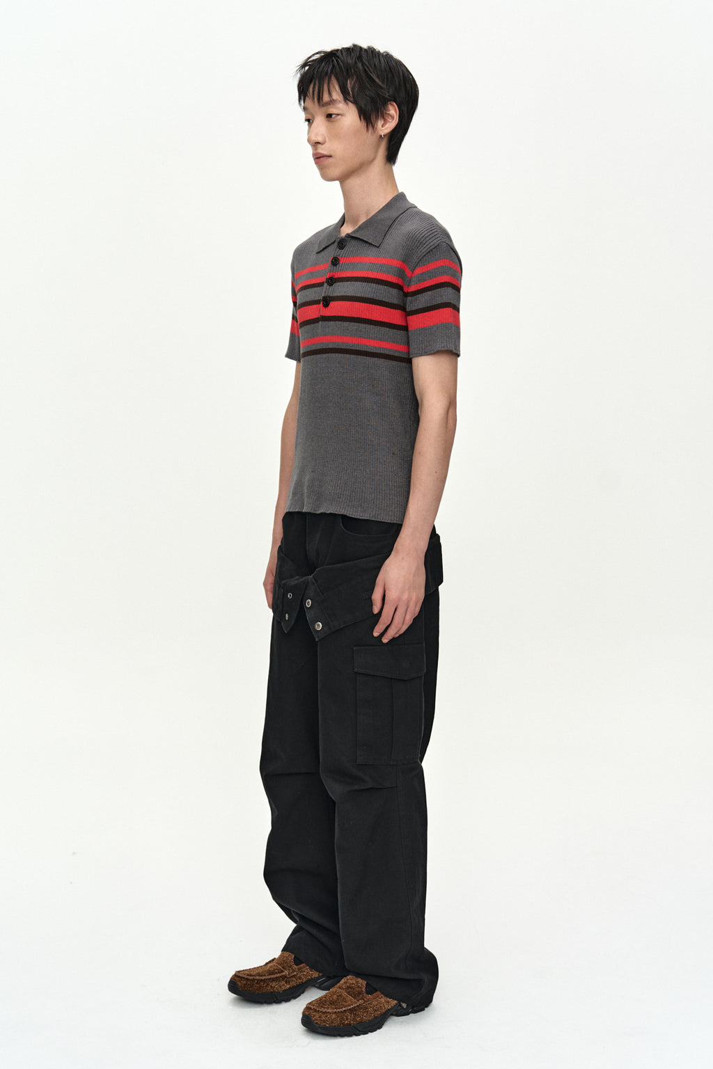 Andersson Bell - Pitt Stripe Polo Sweater (Grey/Red) product image 3 | TRAB K-Fashion Australia