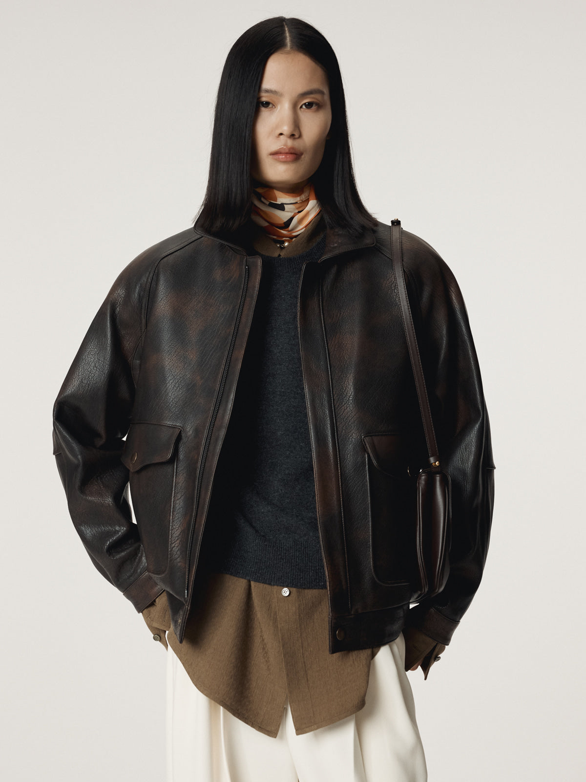 Recto - Oversized Shearing Leather Jumper (Vintage Brown) product image 9 | TRAB K-Fashion Australia