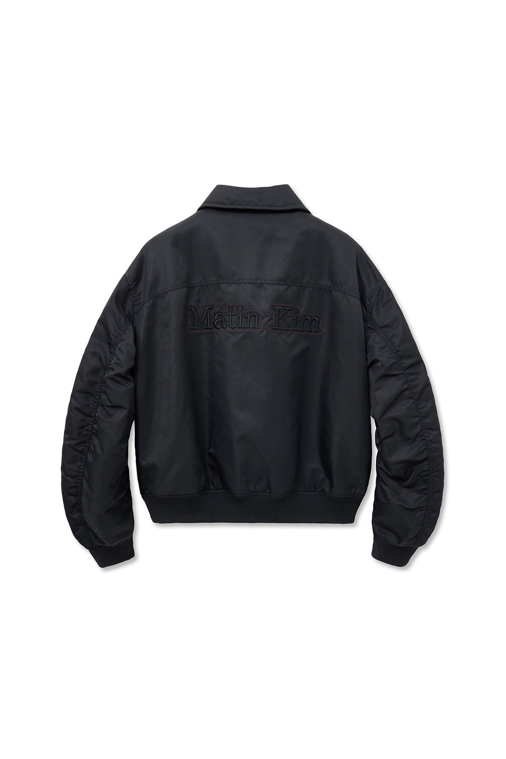 Matin Kim - Applique Logo Shirring Bomber Jumper (Black) product image 4 | TRAB K-Fashion Australia