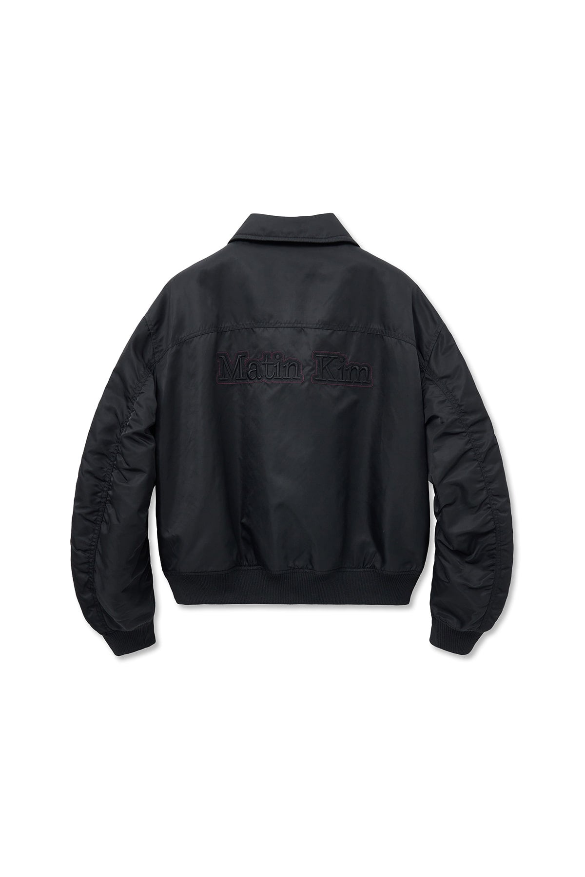 Matin Kim - Applique Logo Shirring Bomber Jumper (Black) product image 4 | TRAB K-Fashion Australia