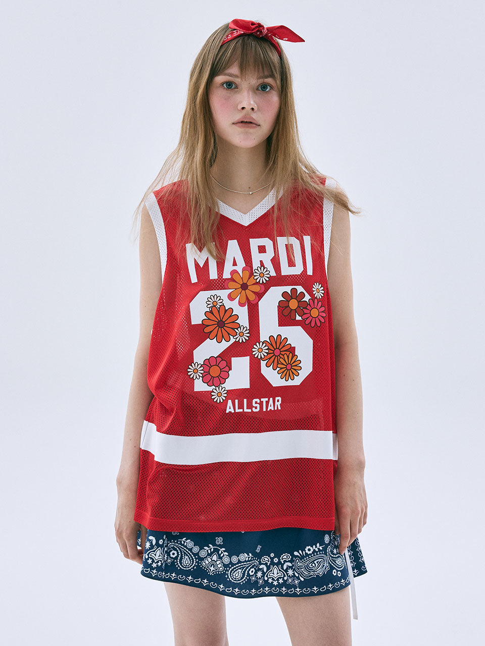 Mardi Mercredi - Mesh Jersey Top Sleeveless Blossom (Red) product image 1 | TRAB K-Fashion Australia