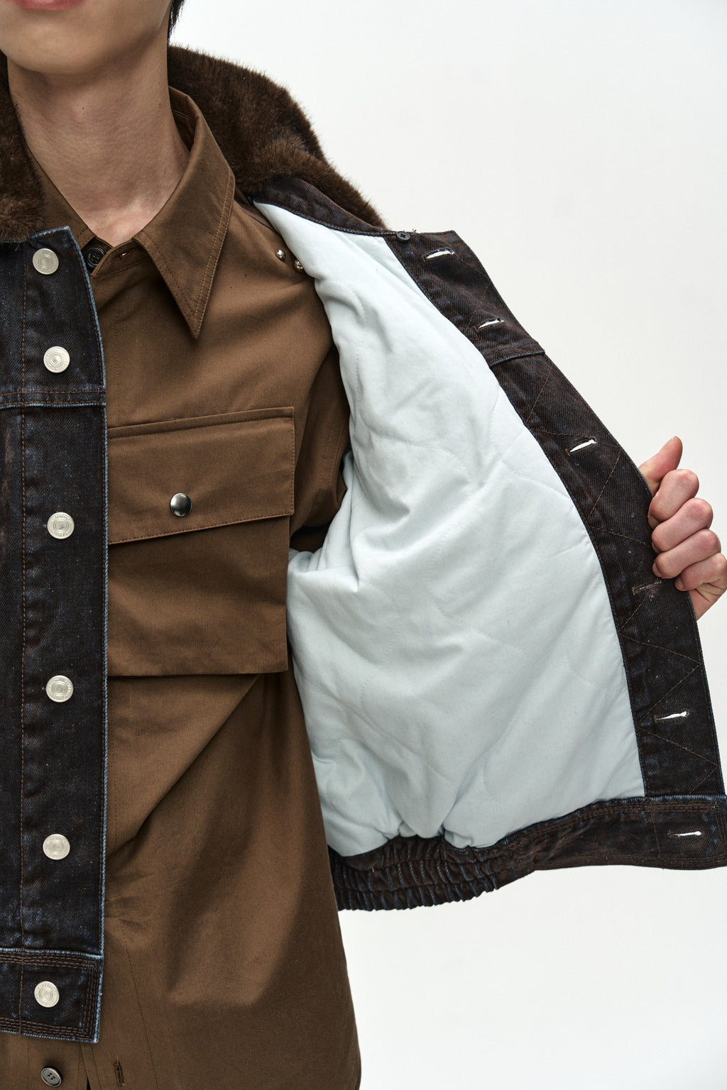 Andersson Bell - Unisex Padded Denim Bomber Jacket (Brown/Blue) product image 12 | TRAB K-Fashion Australia