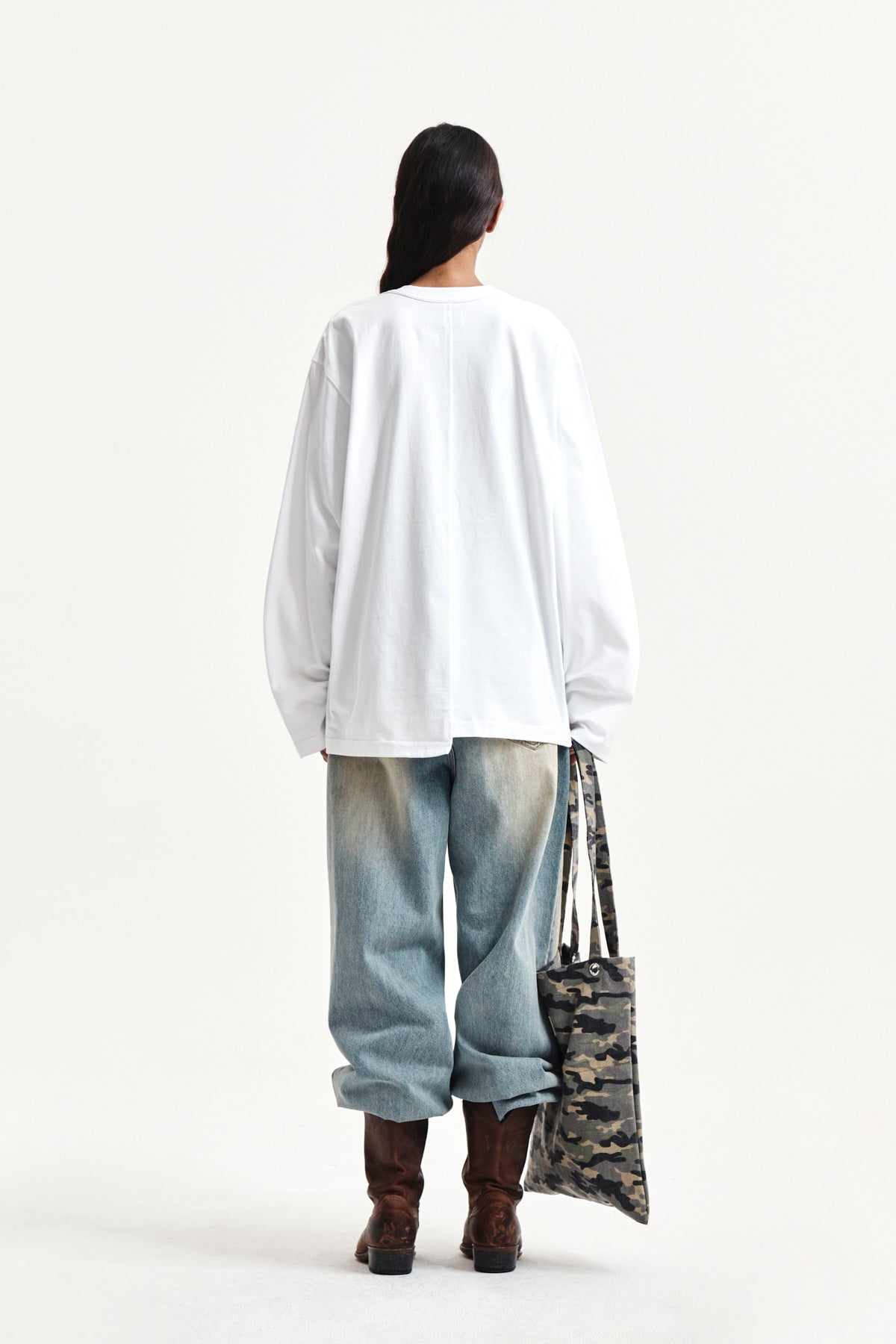 Matin Kim - Asymmetric Logo Top (White) product image 8 | TRAB K-Fashion Australia