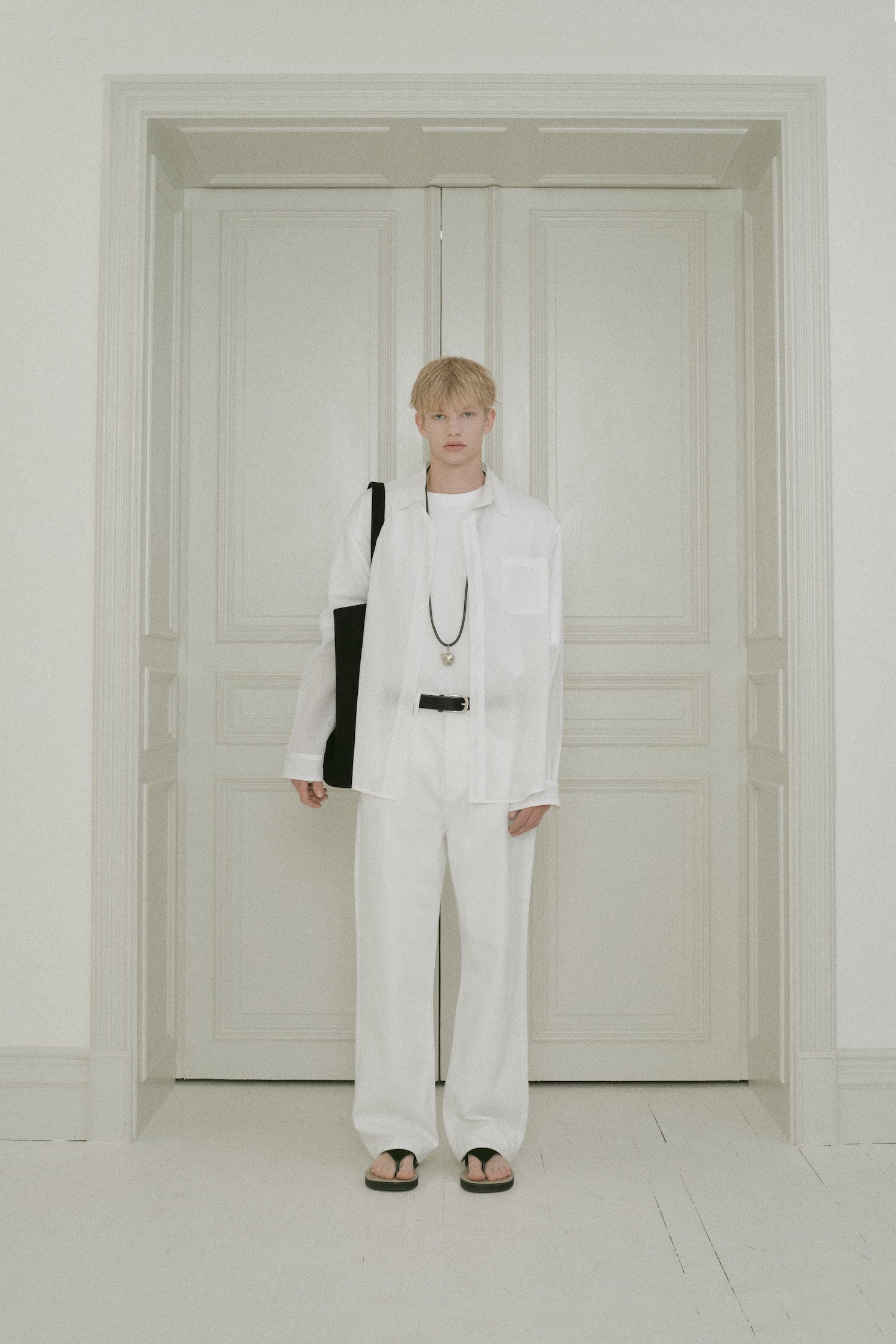 Stu - Embo Stripe Denim Pants (White) product image 1 | TRAB K-Fashion Australia