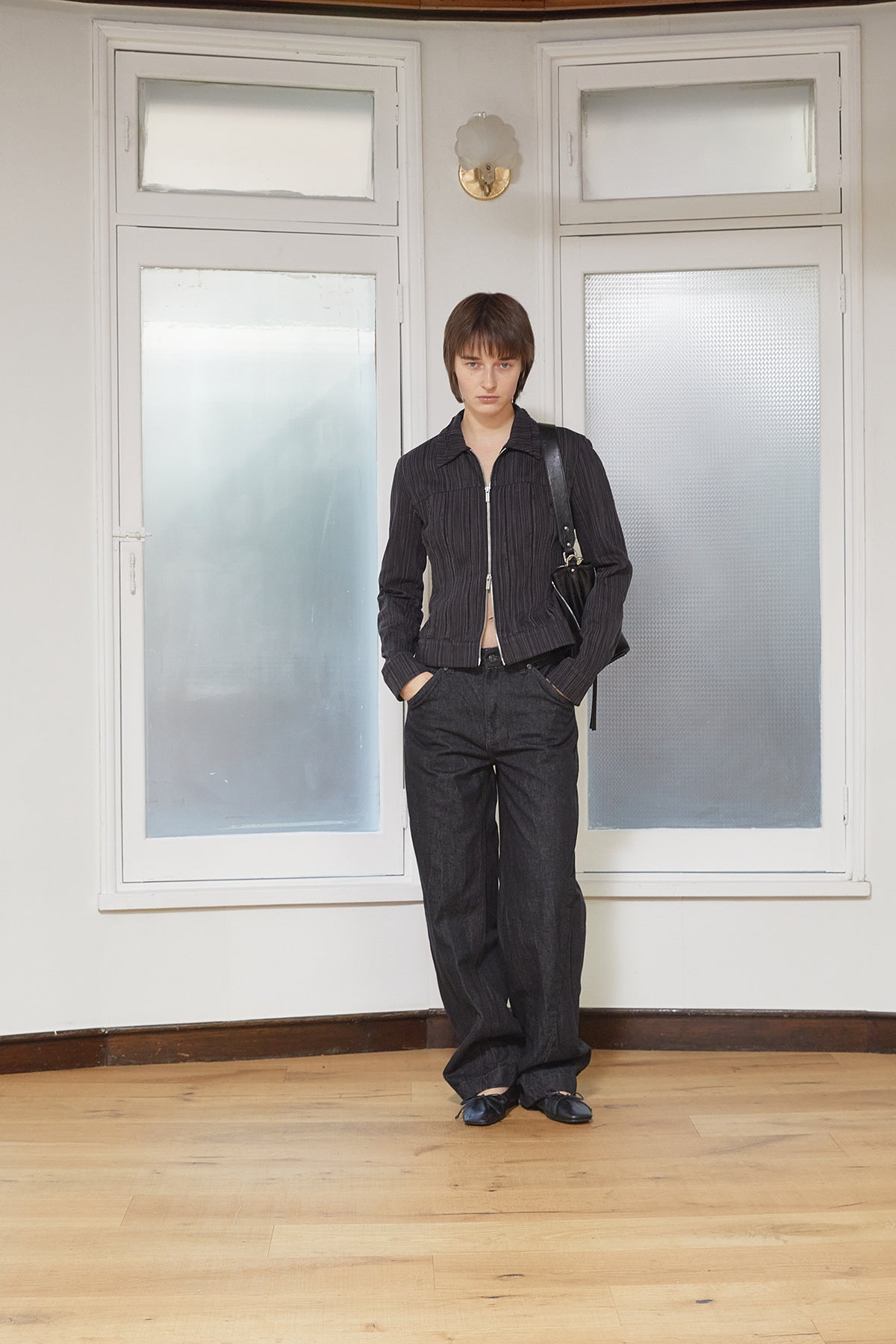 Matin Kim - Cut Out Slim Zip Up Jumper (Charcoal) product image 8 | TRAB K-Fashion Australia