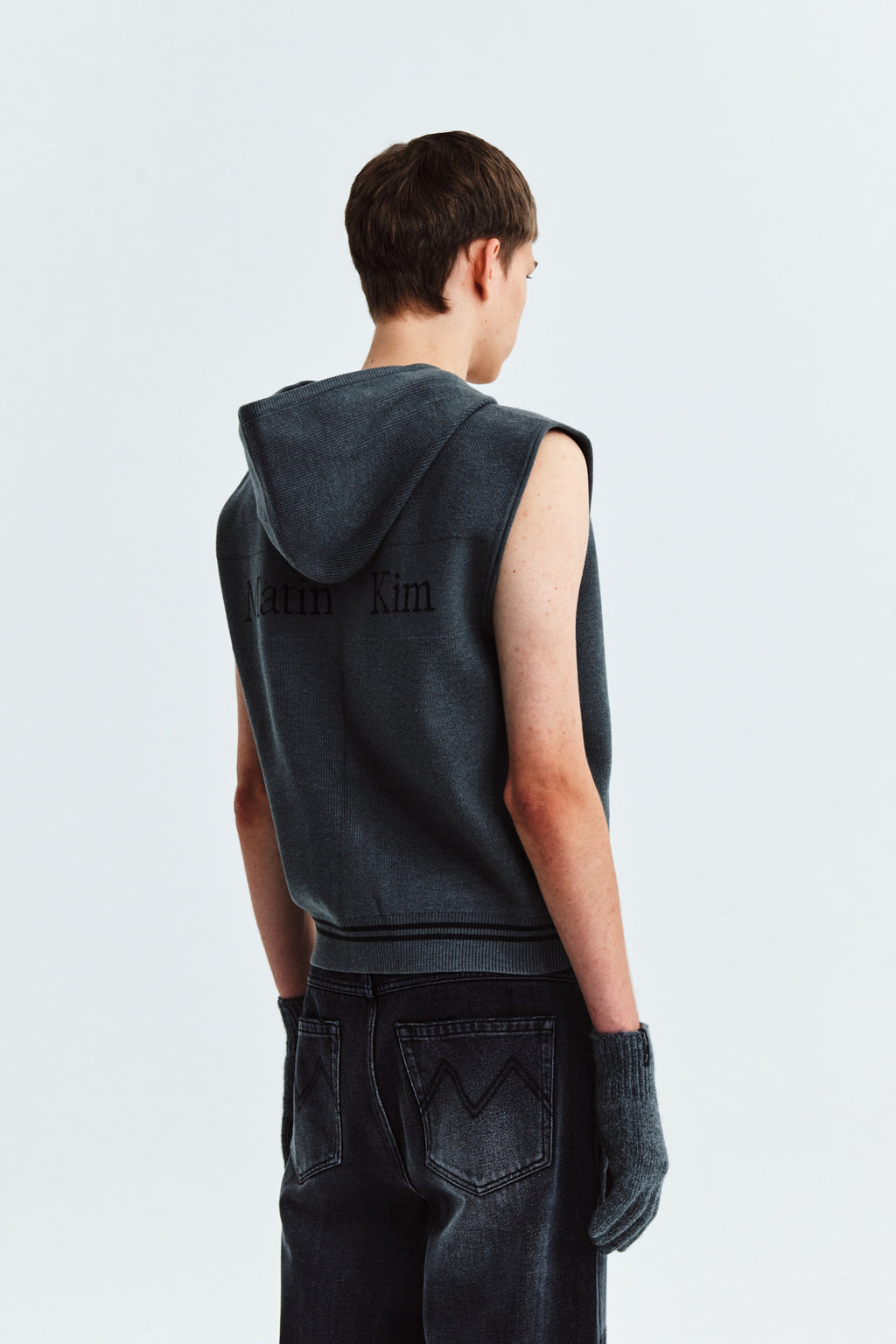 Matin Kim - Hoody Logo Knit Vest (Charcoal) product image 10 | TRAB K-Fashion Australia