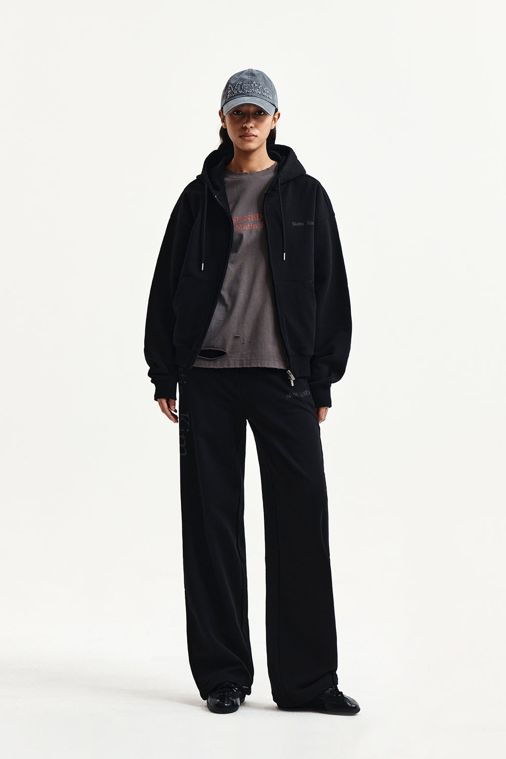Matin Kim - Back Logo Essential Hoody Zip Up (Black) product image 9 | TRAB K-Fashion Australia
