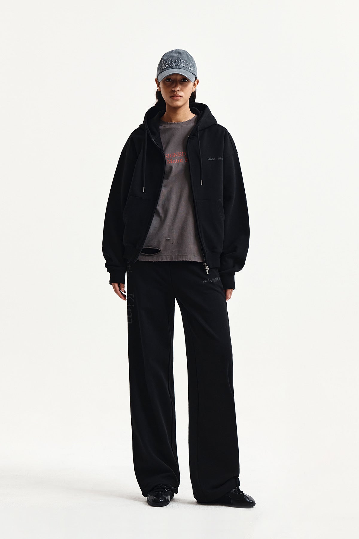 Matin Kim - Back Logo Essential Hoody Zip Up (Black) product image 9 | TRAB K-Fashion Australia