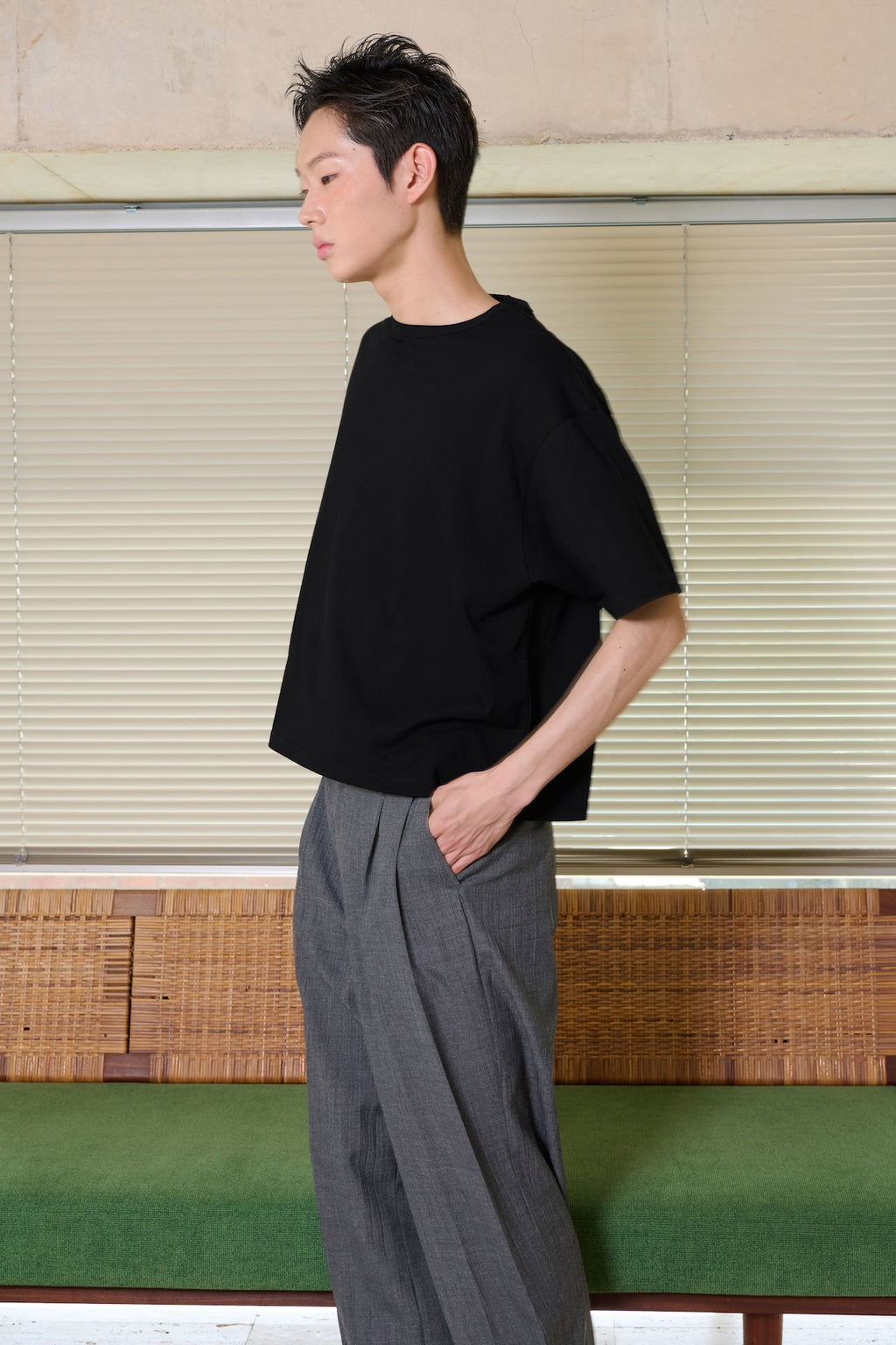 STU - Overlap Crop T-shirt (Black) product image 4 | TRAB K-Fashion Australia