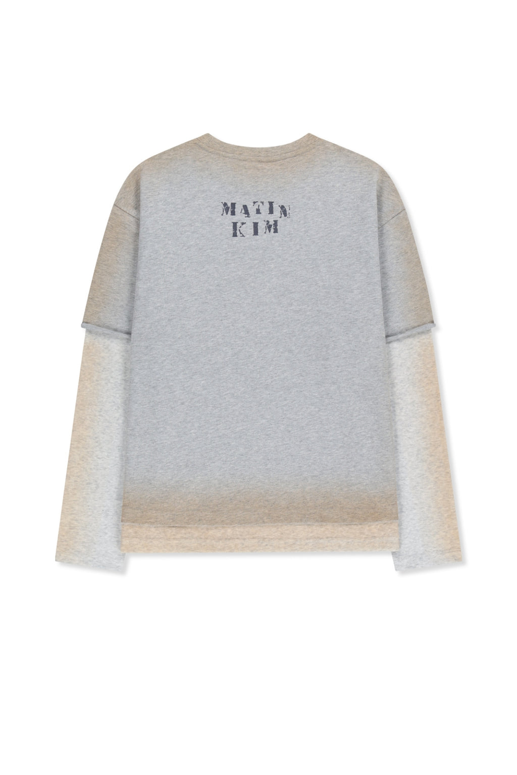 Matin Kim - Dust Washed Logo Layered Top (Grey) product image 3 | TRAB K-Fashion Australia