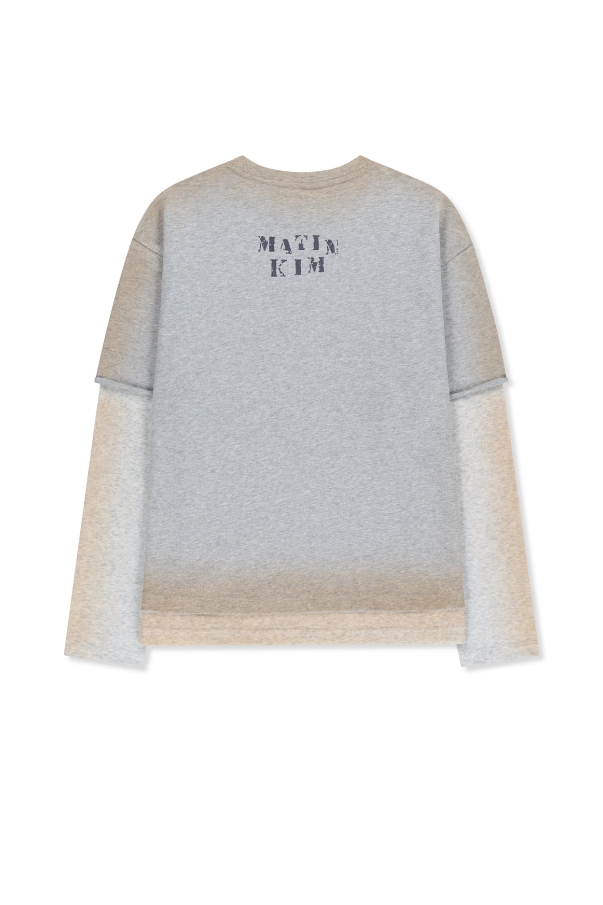 Matin Kim - Dust Washed Logo Layered Top (Grey) product image 3 | TRAB K-Fashion Australia