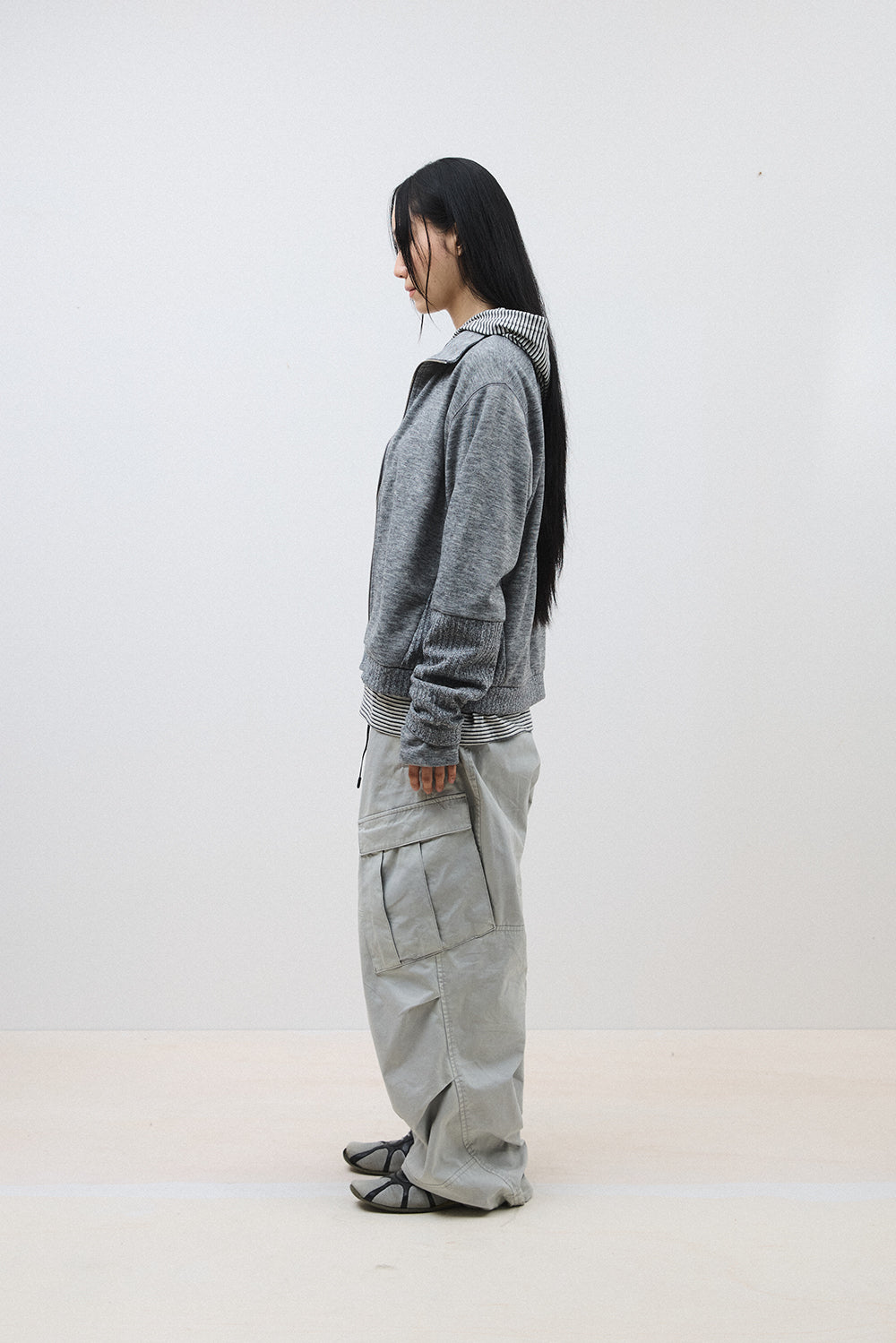 Hatchingroom - Double Sleeve Track Cardigan (M.Grey) product image 4 | TRAB K-Fashion Australia