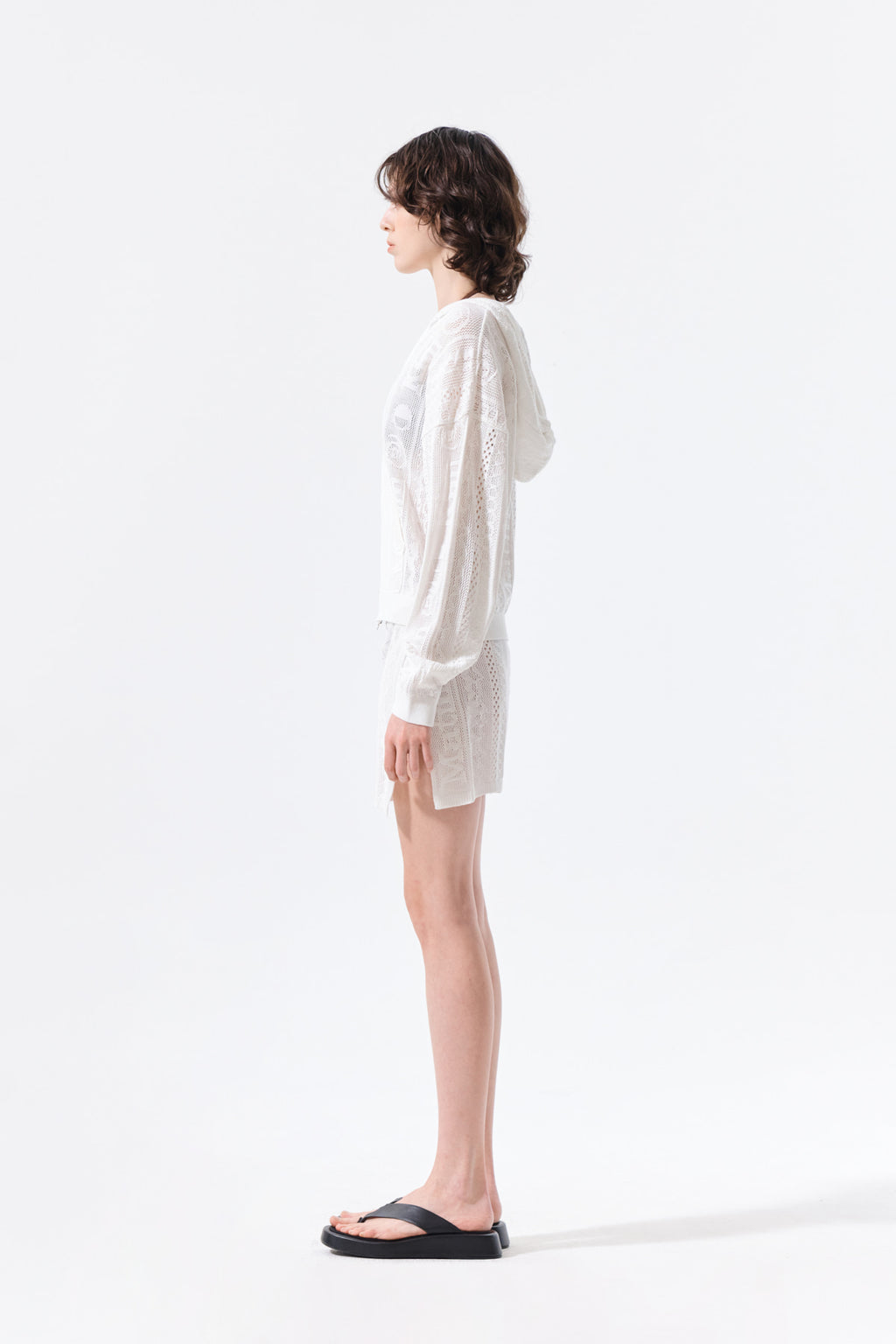 Matin Kim - Mesh Logo Wrap Mini Skirt (White) product image 6 | TRAB K-Fashion Australia